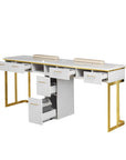 Luna Double Nail Table - Include 1 Cabinet - New Star Salon Furniture