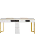 Luna Double Nail Table - Include 1 Cabinet - New Star Salon Furniture