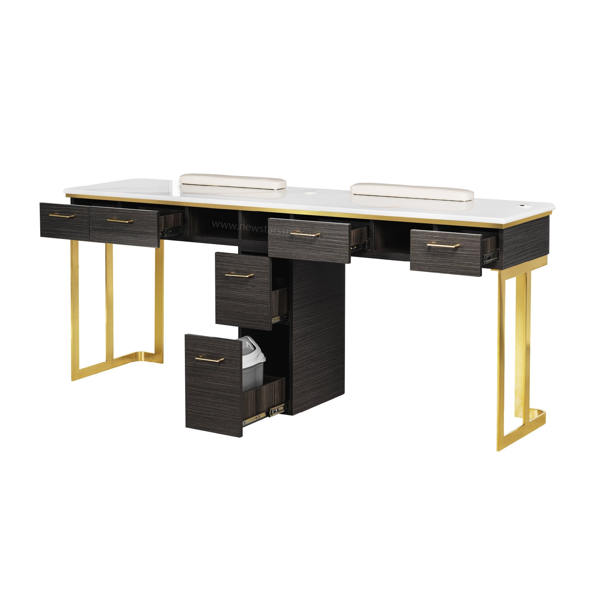 Luna Double Nail Table - Include 1 Cabinet - New Star Salon Furniture