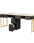 Luna Double Nail Table - Include 1 Cabinet - New Star Salon Furniture