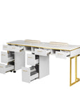 Luna Double Nail Table - Include 2 Cabinet - New Star Salon Furniture