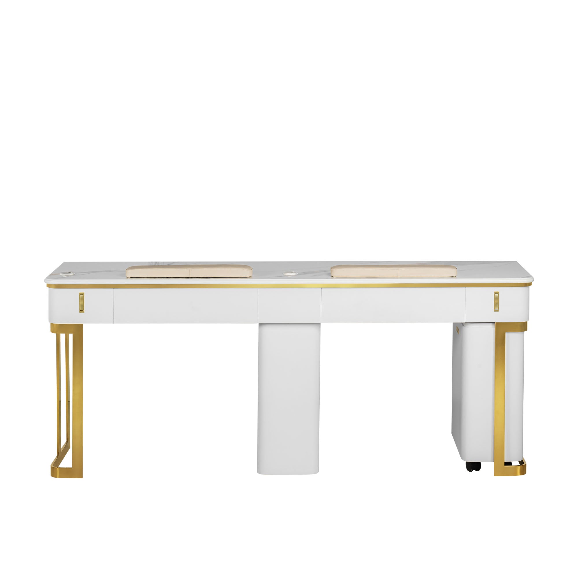 Luna Double Nail Table - Include 2 Cabinet - New Star Salon Furniture