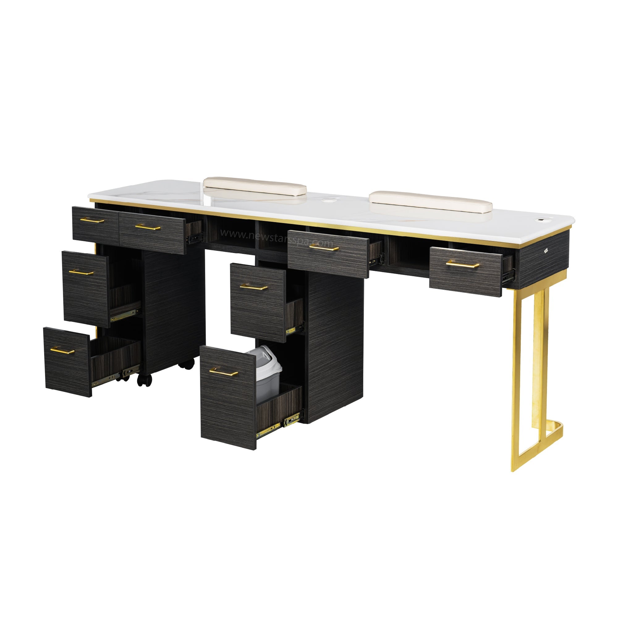 Luna Double Nail Table - Include 2 Cabinet - New Star Salon Furniture