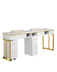 Luna Double Nail Table - Include 2 Cabinet - New Star Salon Furniture