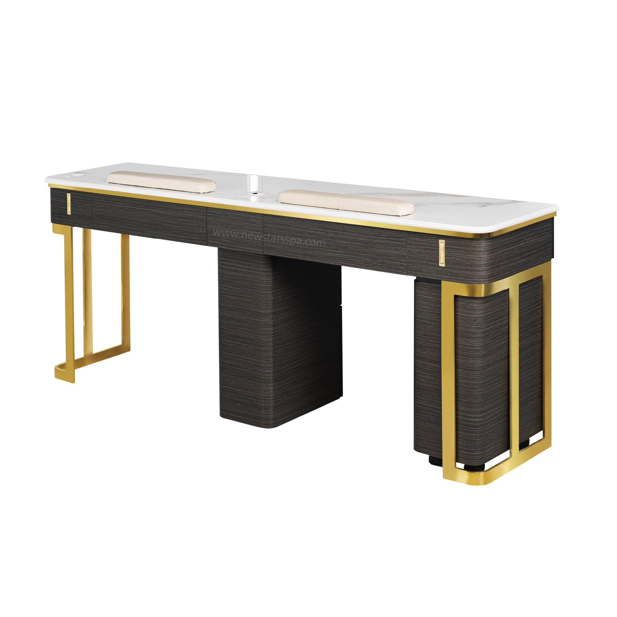 Luna Double Nail Table - Include 2 Cabinet - New Star Salon Furniture