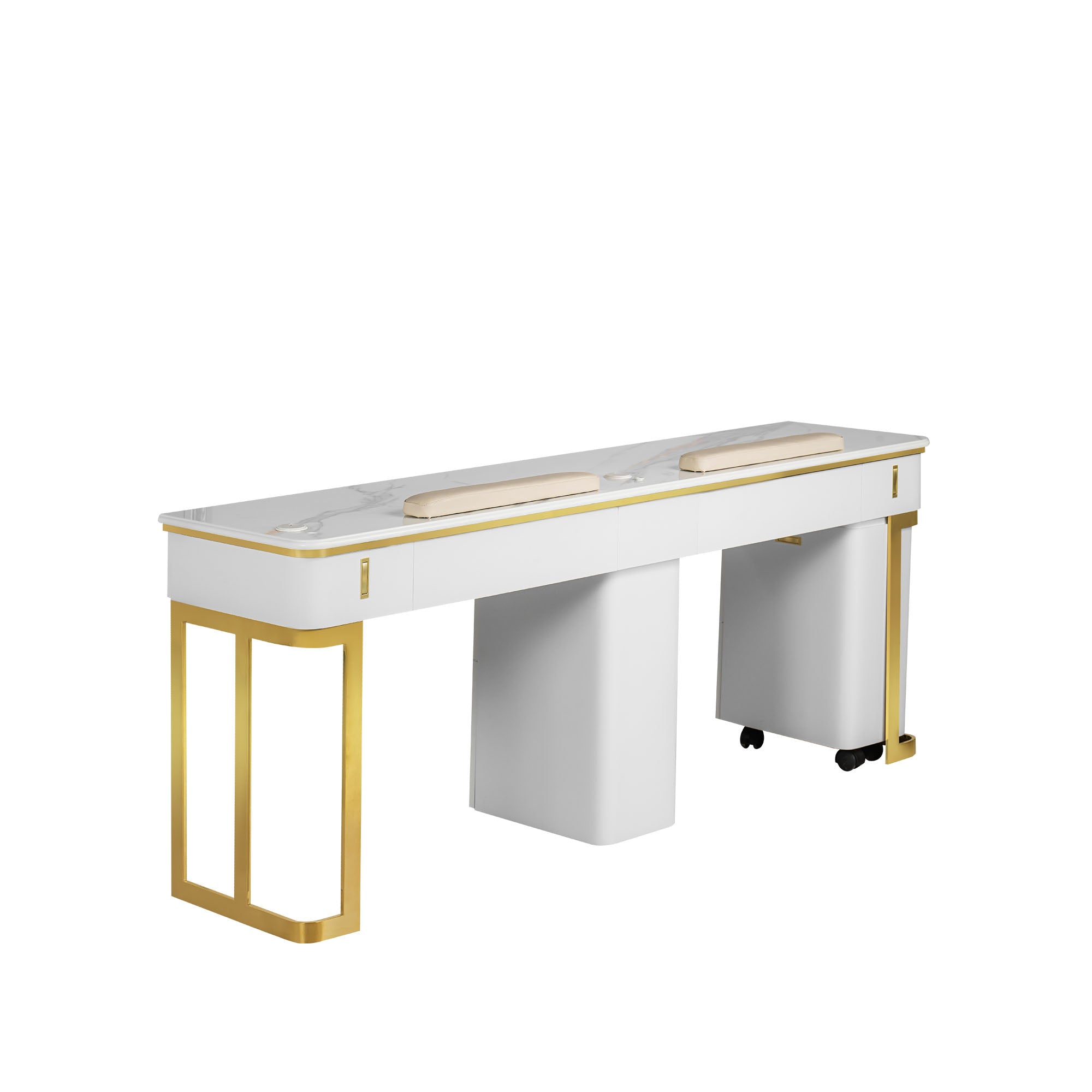 Luna Double Nail Table - Include 2 Cabinet - New Star Salon Furniture