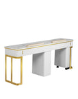 Luna Double Nail Table - Include 2 Cabinet - New Star Salon Furniture