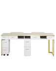 Luna Double Nail Table - Include 2 Cabinet - New Star Salon Furniture