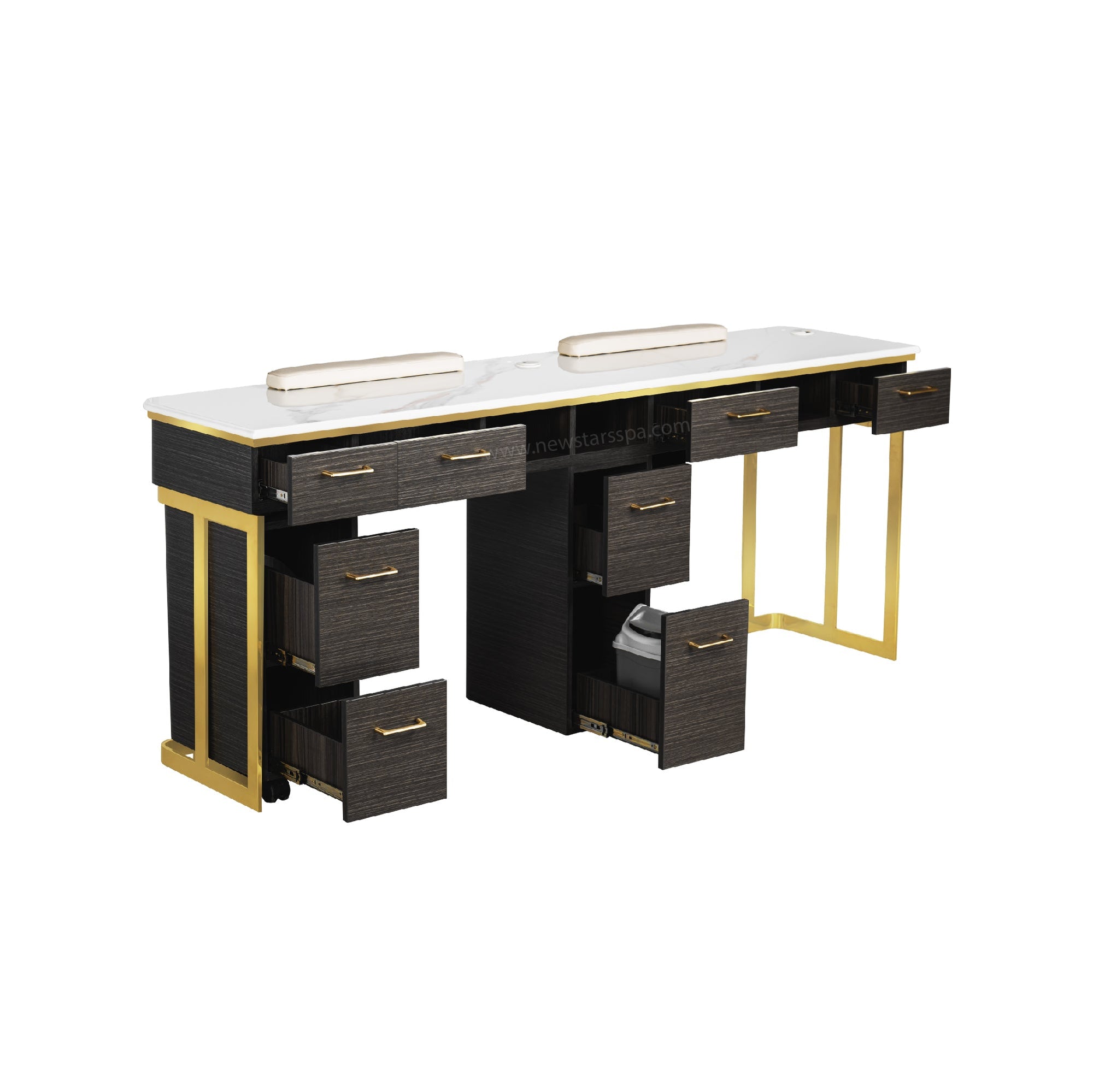 Luna Double Nail Table - Include 2 Cabinet - New Star Salon Furniture