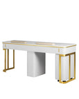 Luna Double Nail Table - Include 2 Cabinet - New Star Salon Furniture