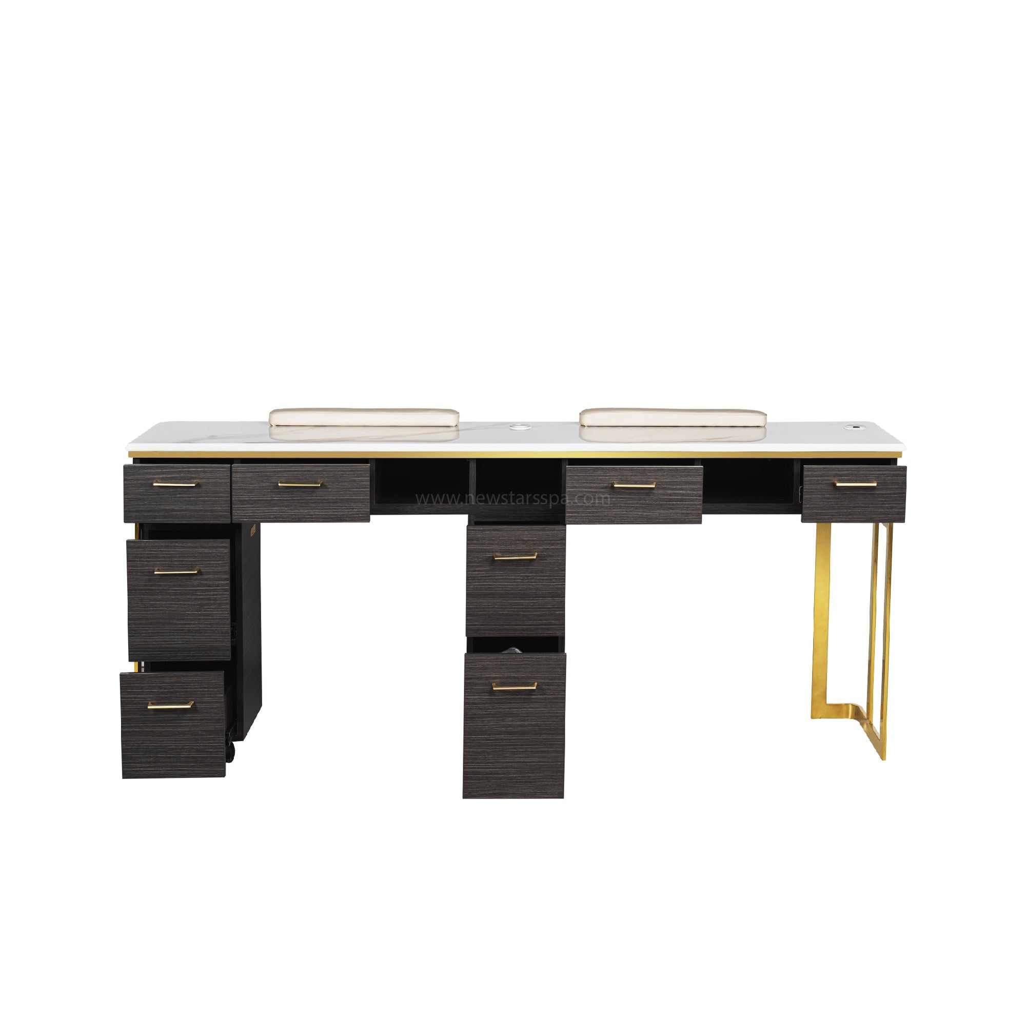 Luna Double Nail Table - Include 2 Cabinet - New Star Salon Furniture