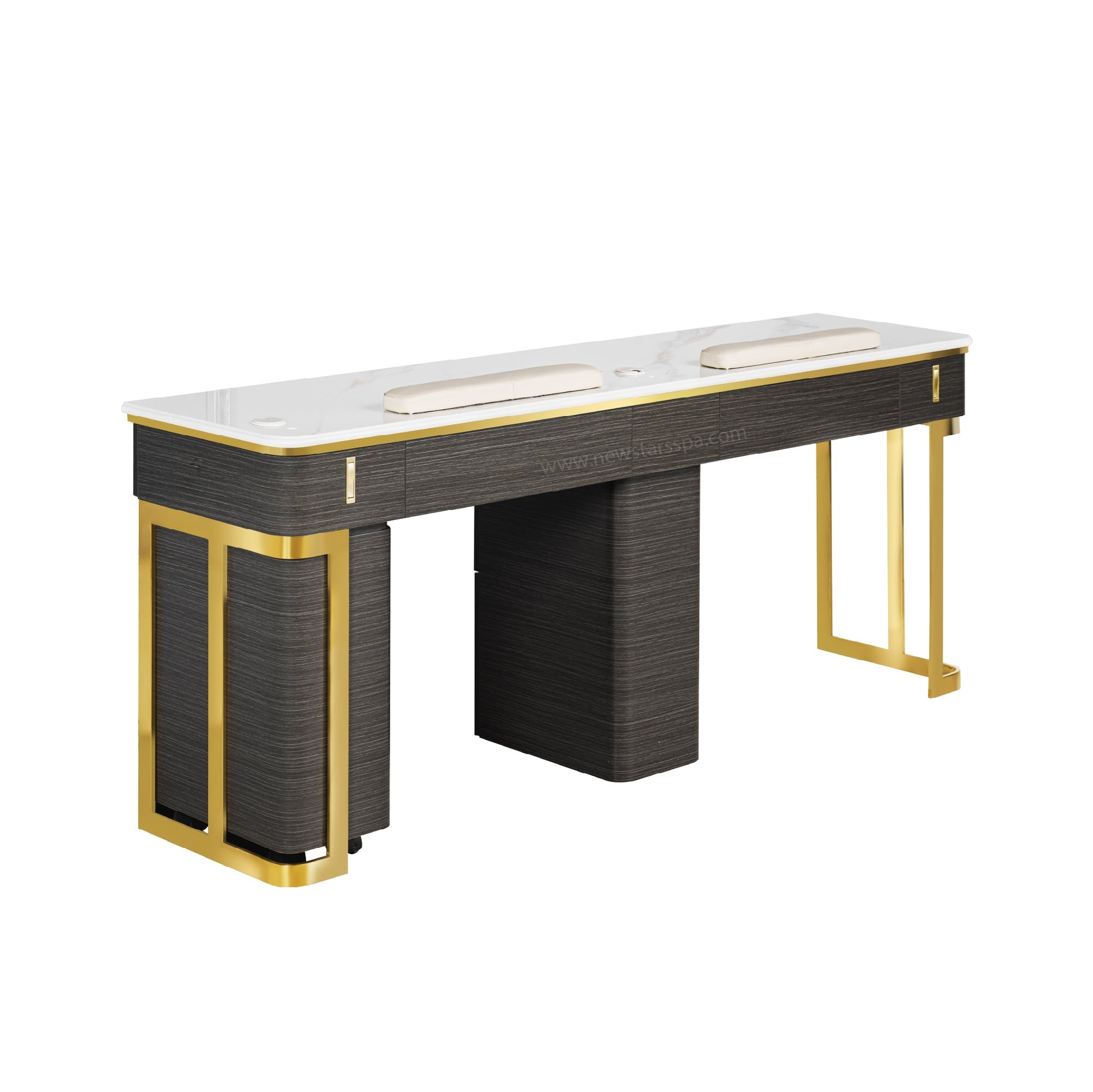 Luna Double Nail Table - Include 2 Cabinet - New Star Salon Furniture