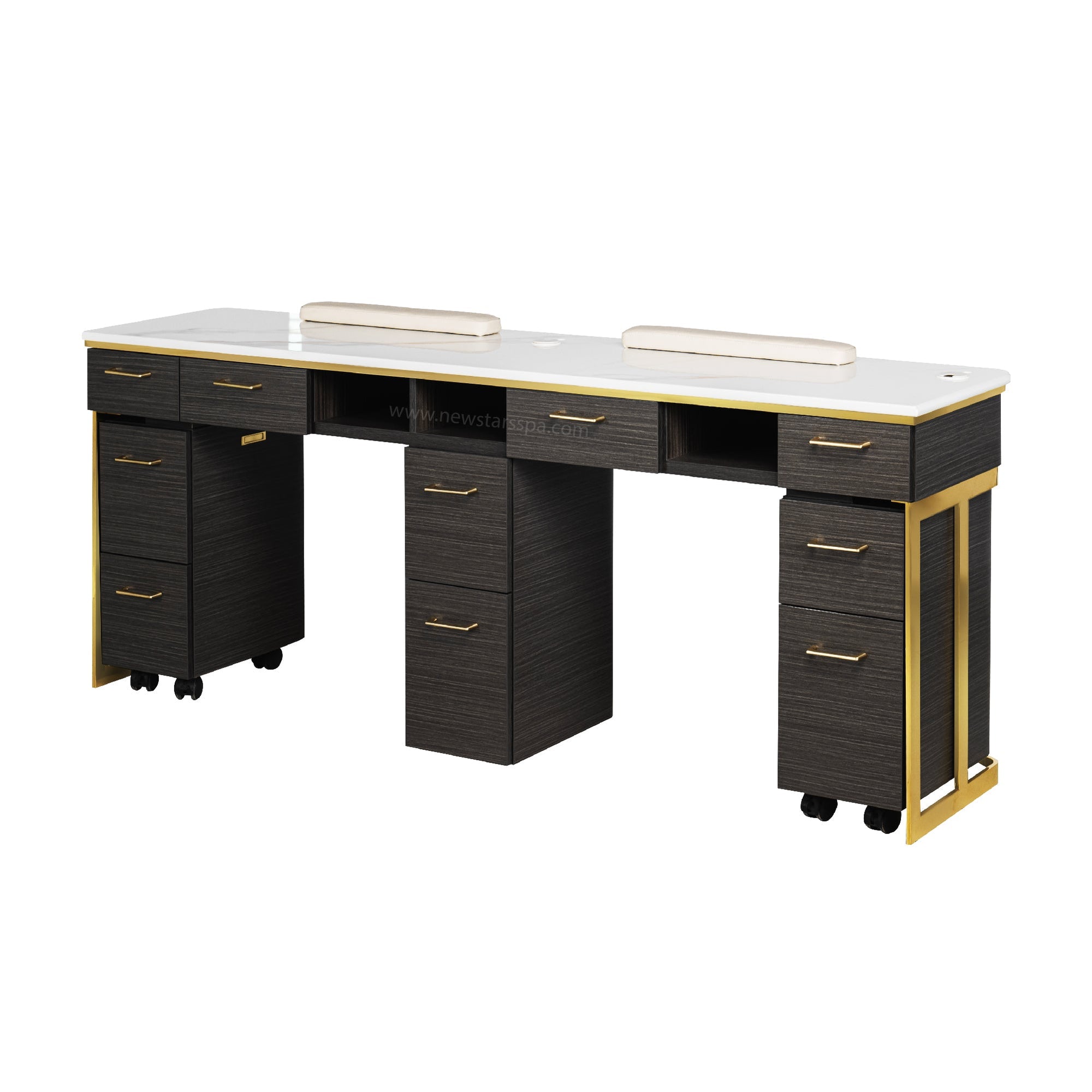 Luna Double Nail Table - Include 3 Cabinet - New Star Salon Furniture