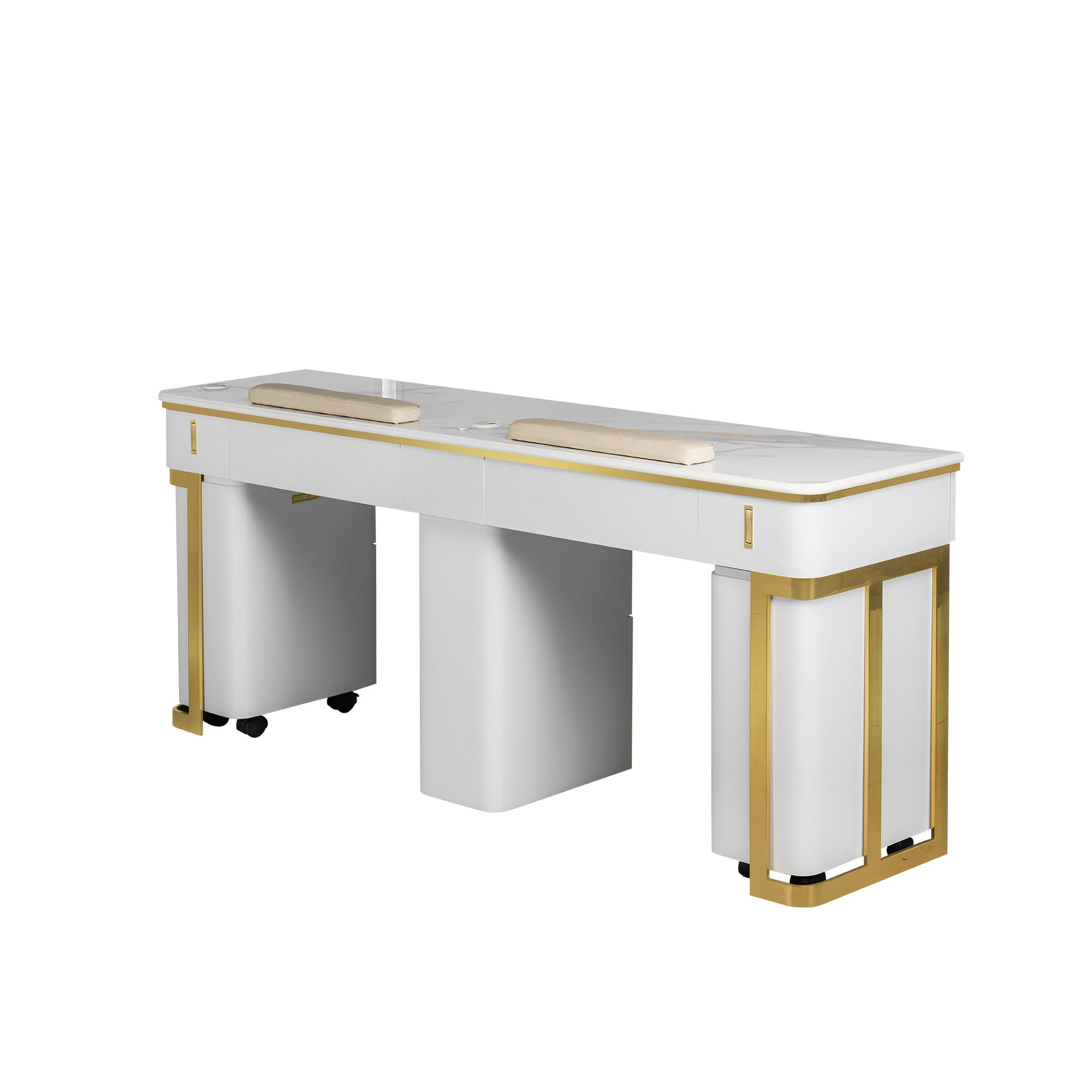 Luna Double Nail Table - Include 3 Cabinet - New Star Salon Furniture