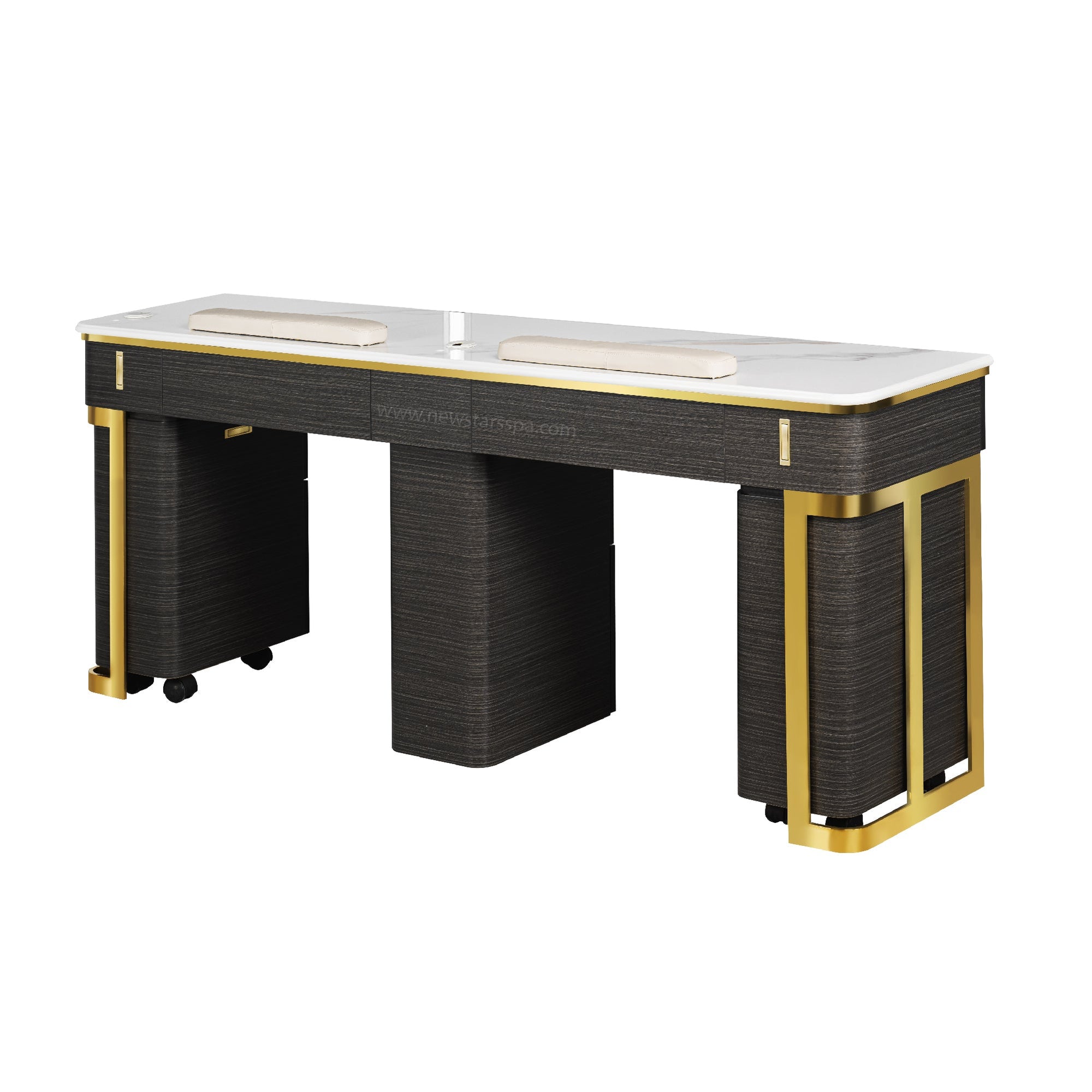 Luna Double Nail Table - Include 3 Cabinet - New Star Salon Furniture