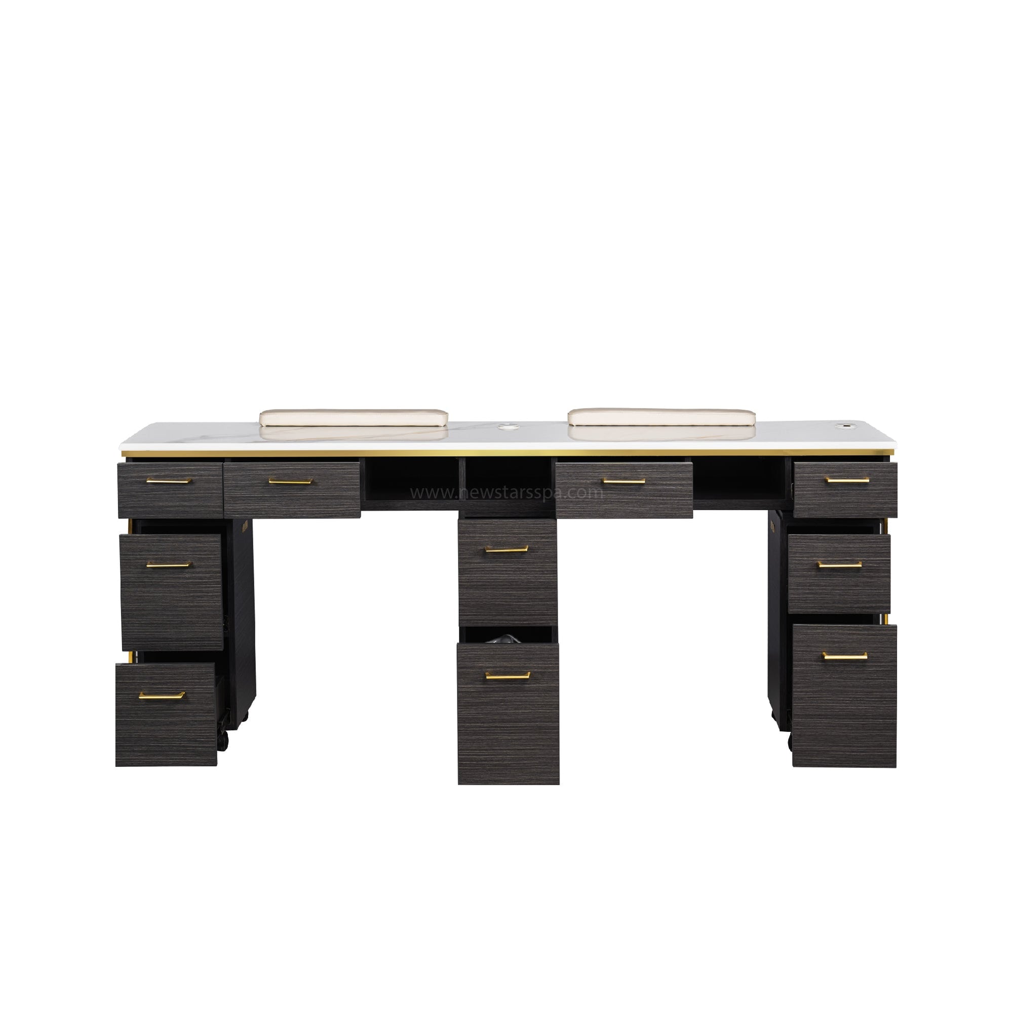 Luna Double Nail Table - Include 3 Cabinet - New Star Salon Furniture