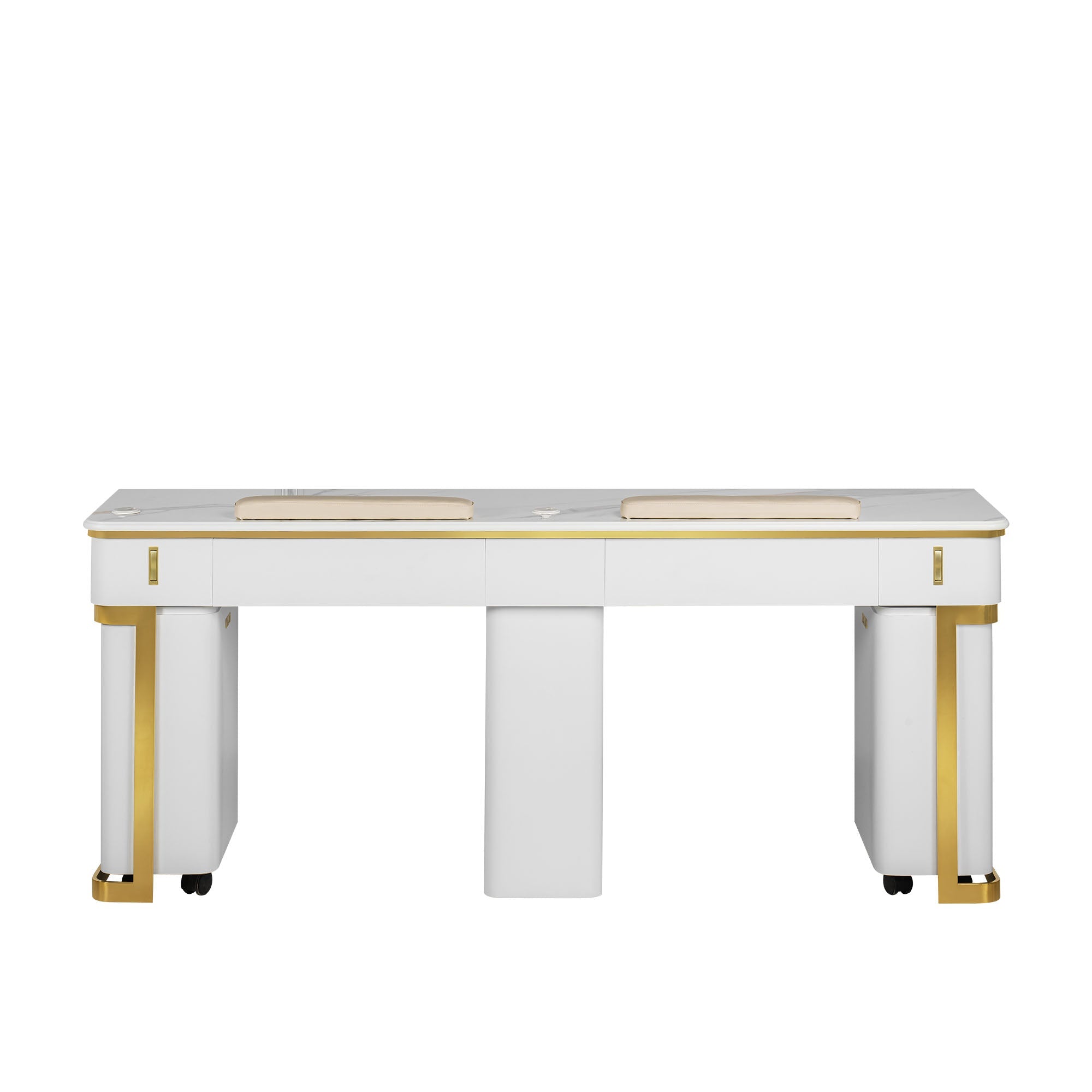 Luna Double Nail Table - Include 3 Cabinet - New Star Salon Furniture