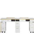 Luna Double Nail Table - Include 3 Cabinet - New Star Salon Furniture