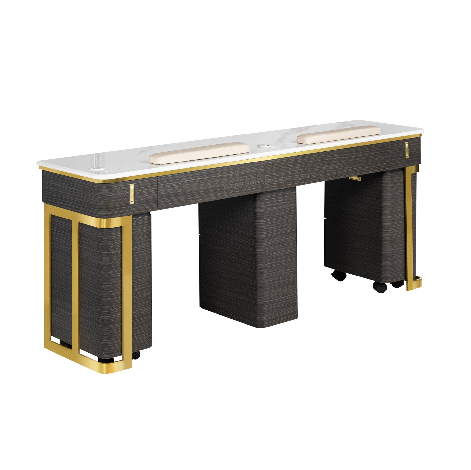 Luna Double Nail Table - Include 3 Cabinet - New Star Salon Furniture