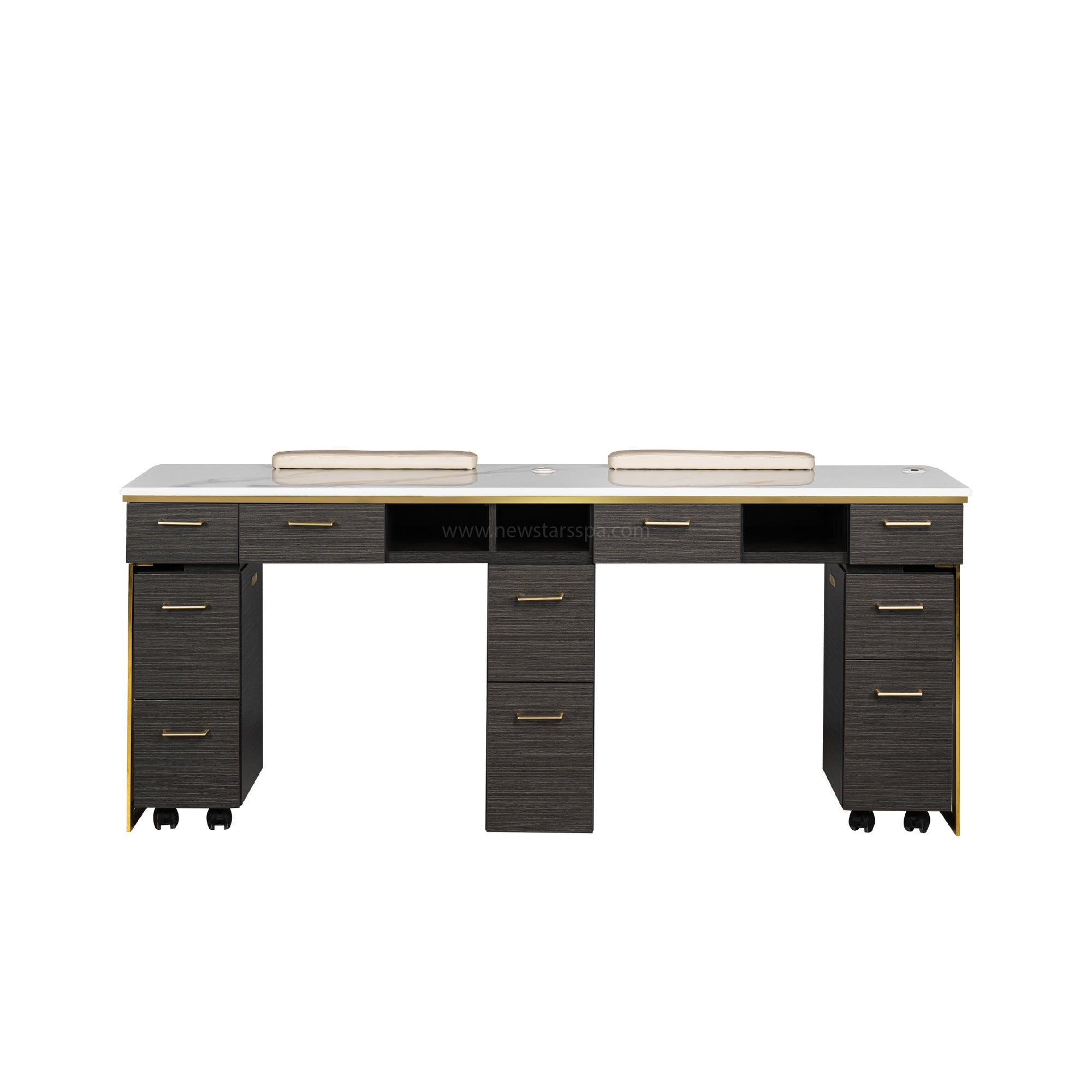 Luna Double Nail Table - Include 3 Cabinet - New Star Salon Furniture