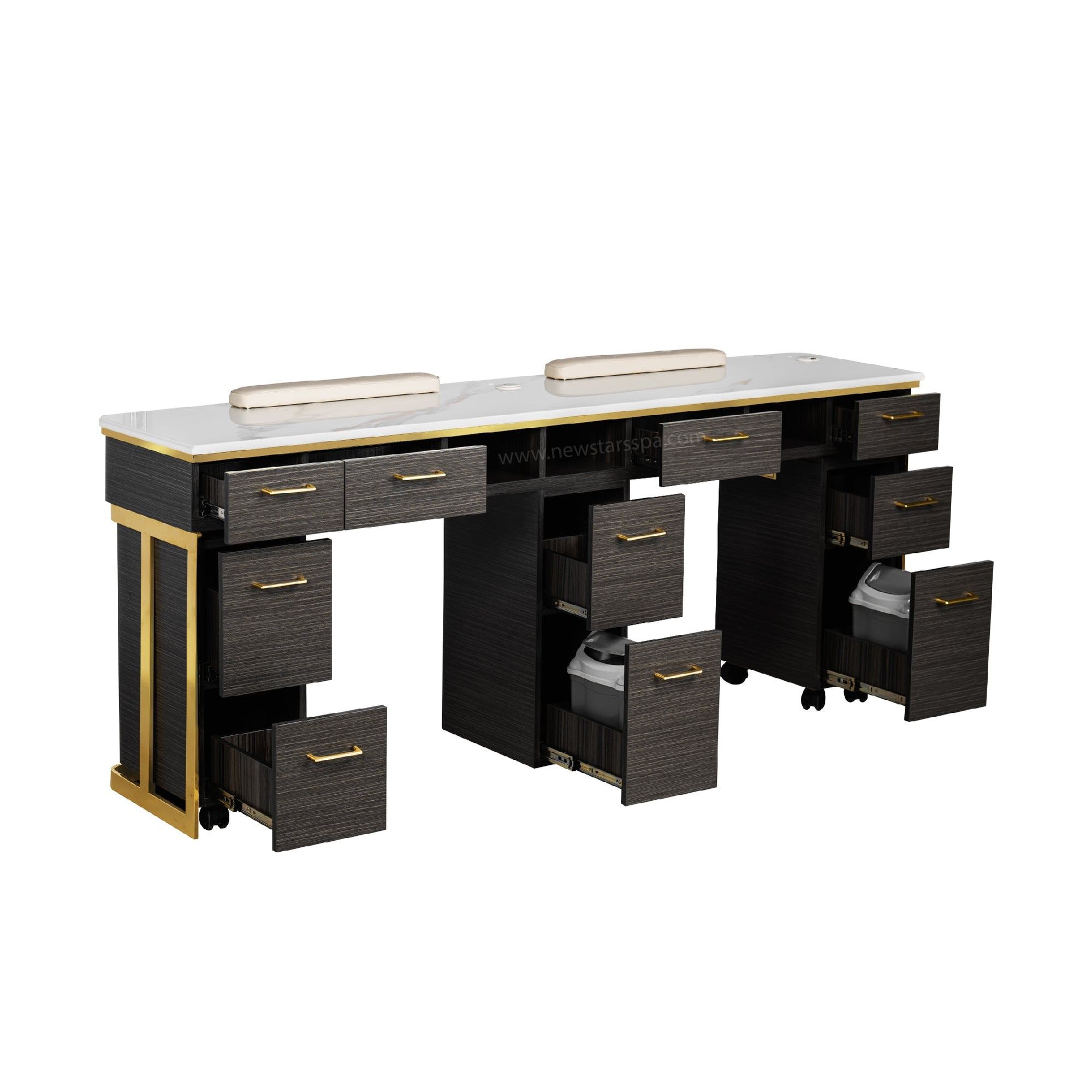 Luna Double Nail Table - Include 3 Cabinet - New Star Salon Furniture