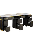 Luna Double Nail Table - Include 3 Cabinet - New Star Salon Furniture