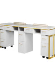 Luna Double Nail Table - Include 3 Cabinet - New Star Salon Furniture