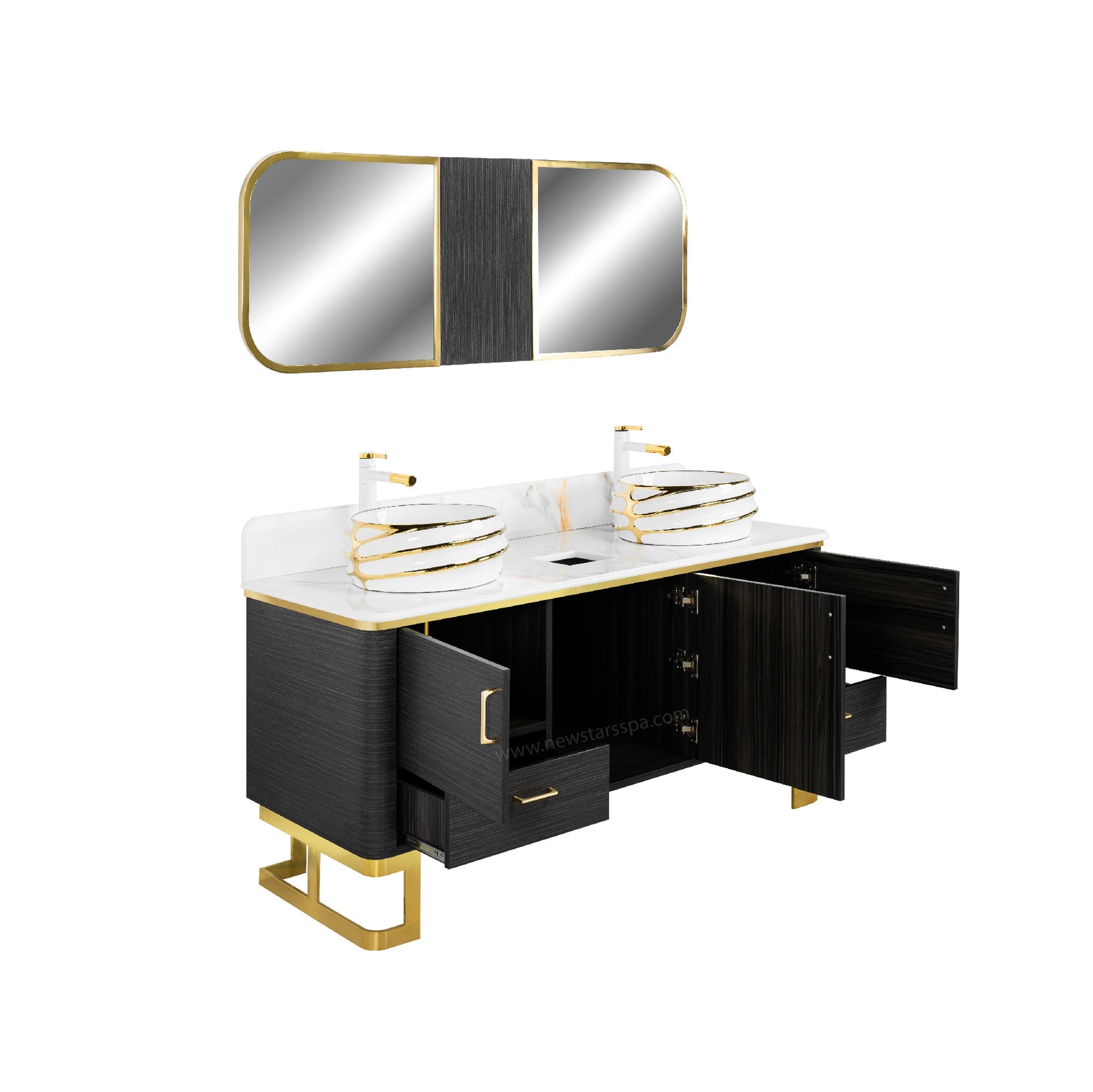 Luna Doule Sink w/Faucets (No Mirror) - New Star Salon Furniture
