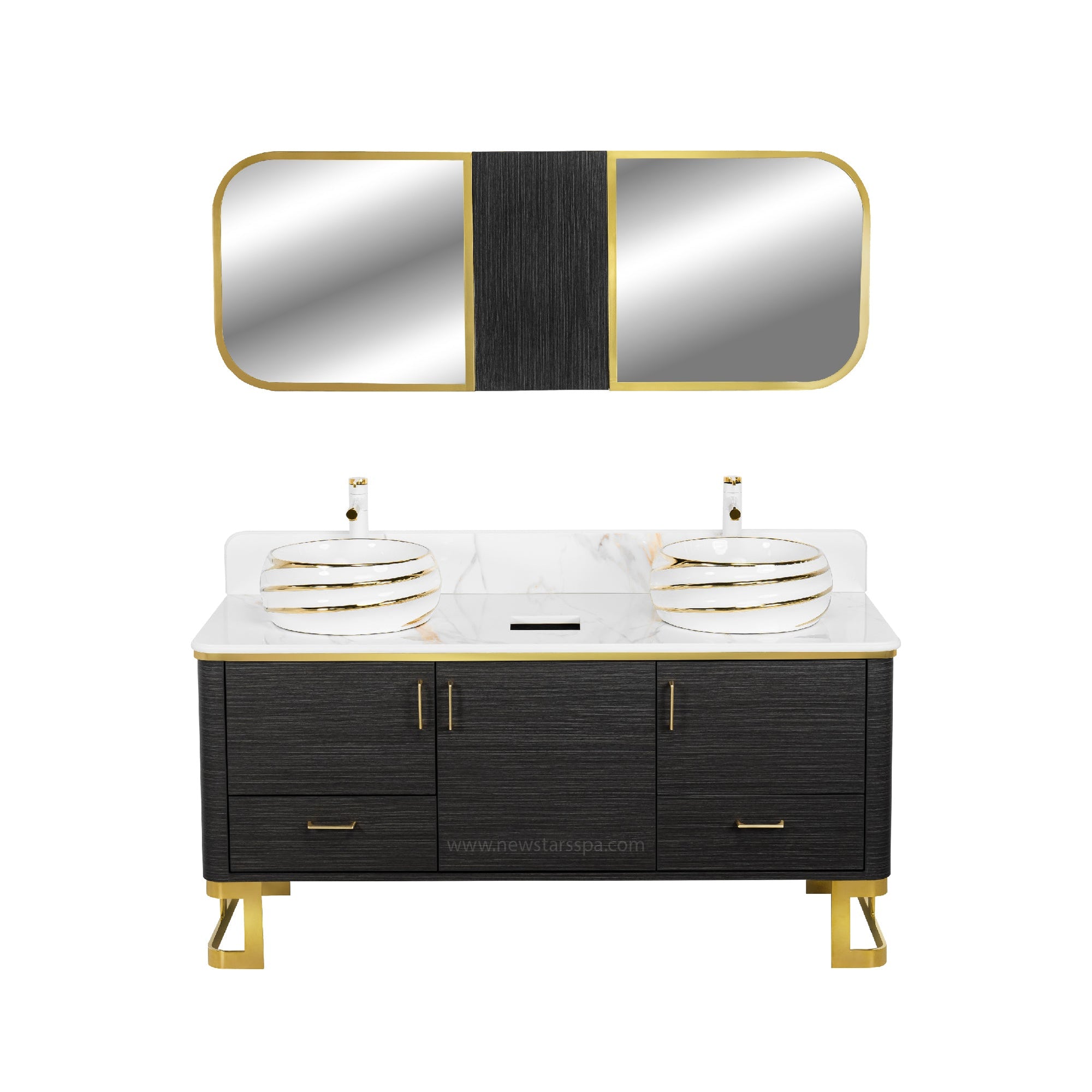 Luna Doule Sink w/Faucets (No Mirror) - New Star Salon Furniture