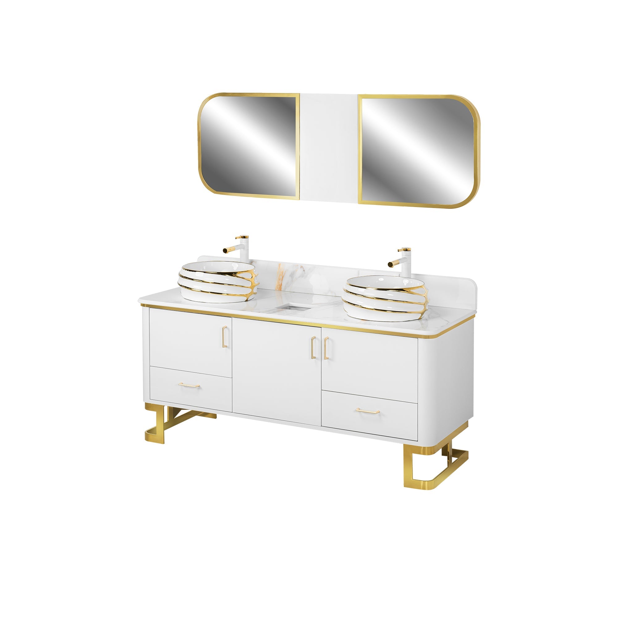 Luna Doule Sink w/Faucets (No Mirror) - New Star Salon Furniture