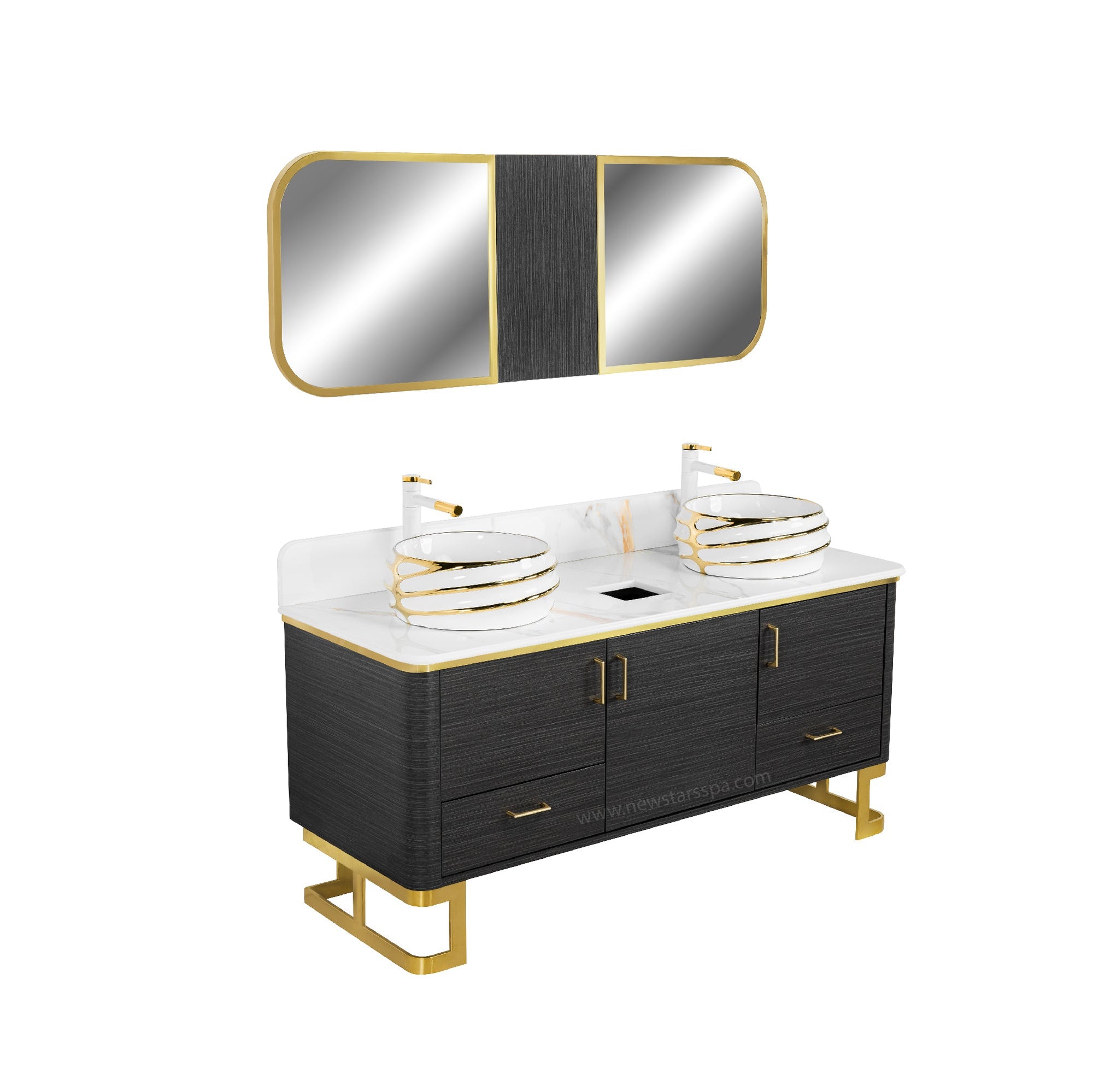Luna Doule Sink w/Faucets (No Mirror) - New Star Salon Furniture