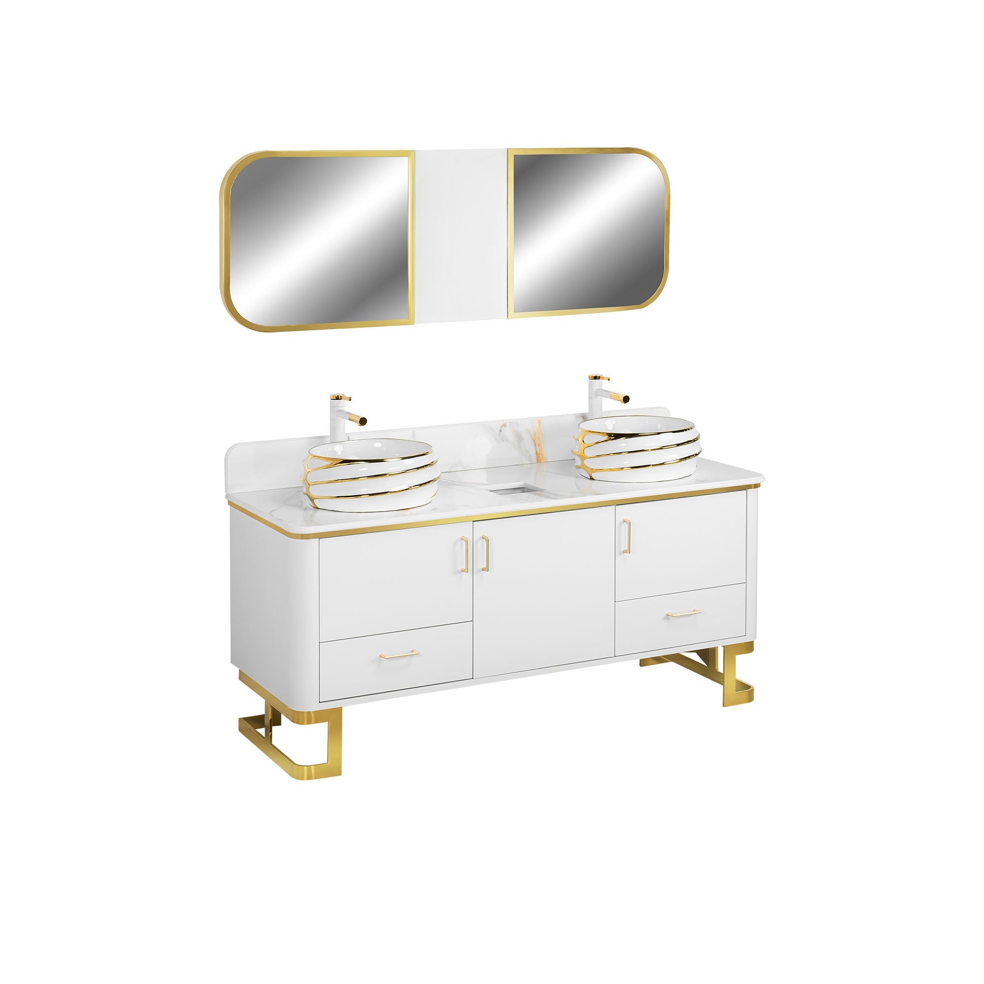 Luna Doule Sink w/Faucets (No Mirror) - New Star Salon Furniture