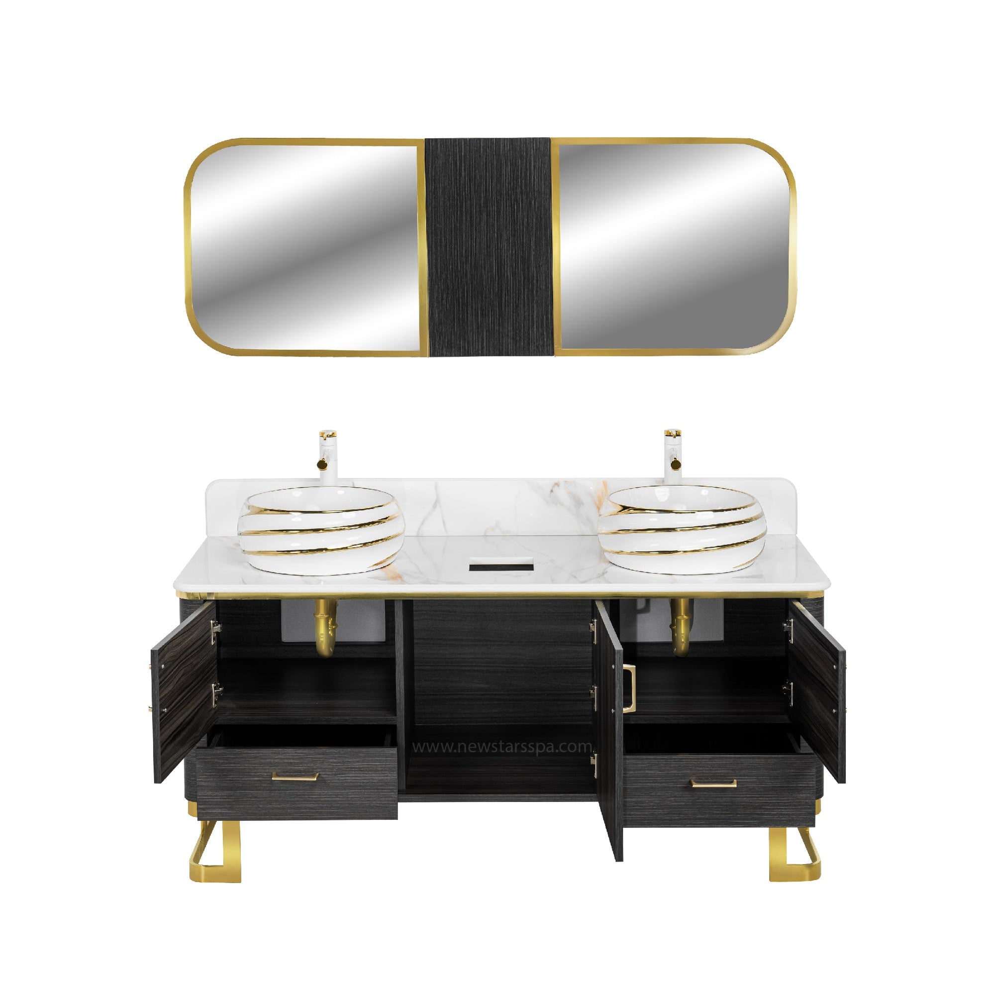 Luna Doule Sink w/Faucets (No Mirror) - New Star Salon Furniture