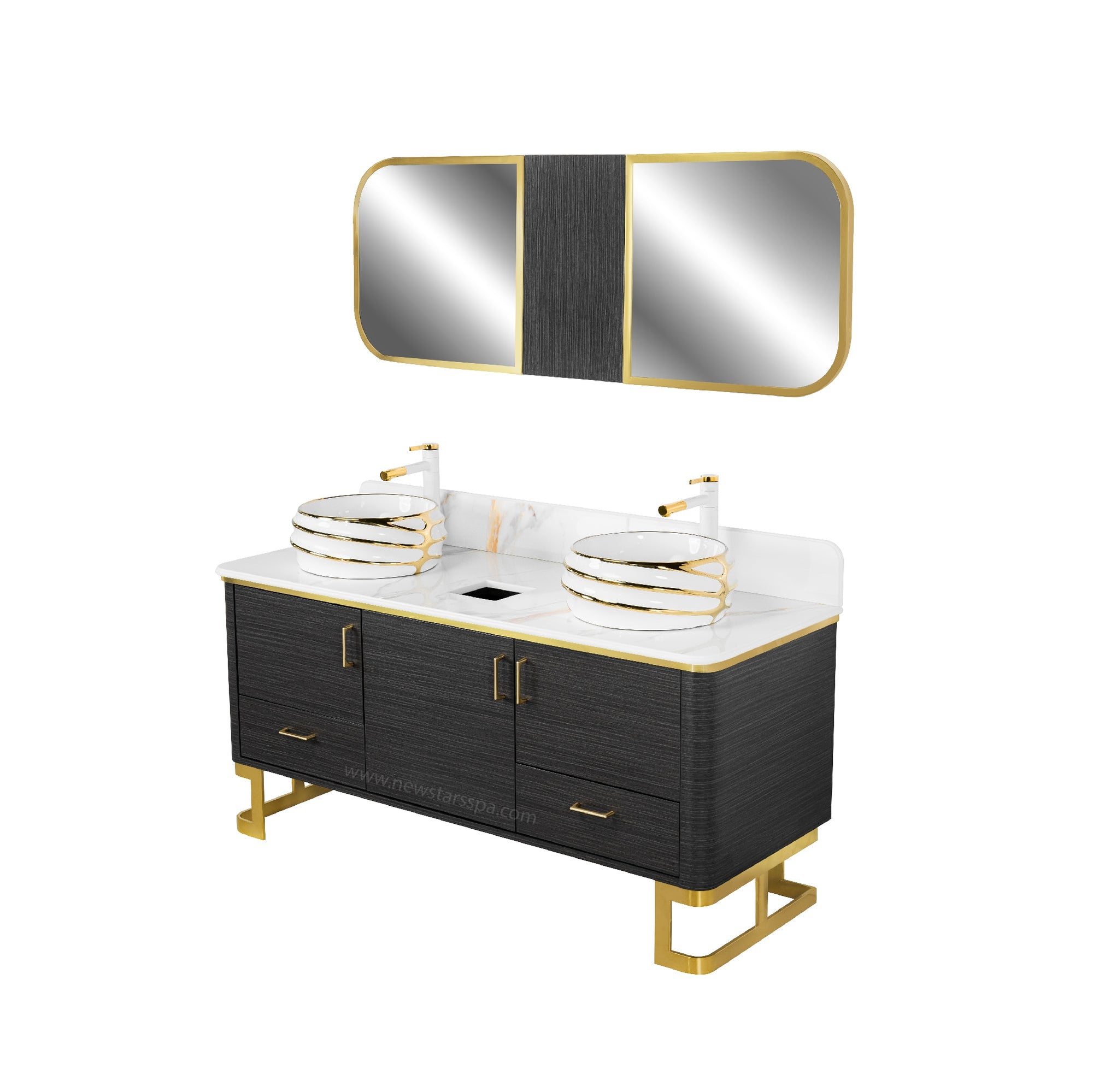 Luna Doule Sink w/Faucets (No Mirror) - New Star Salon Furniture