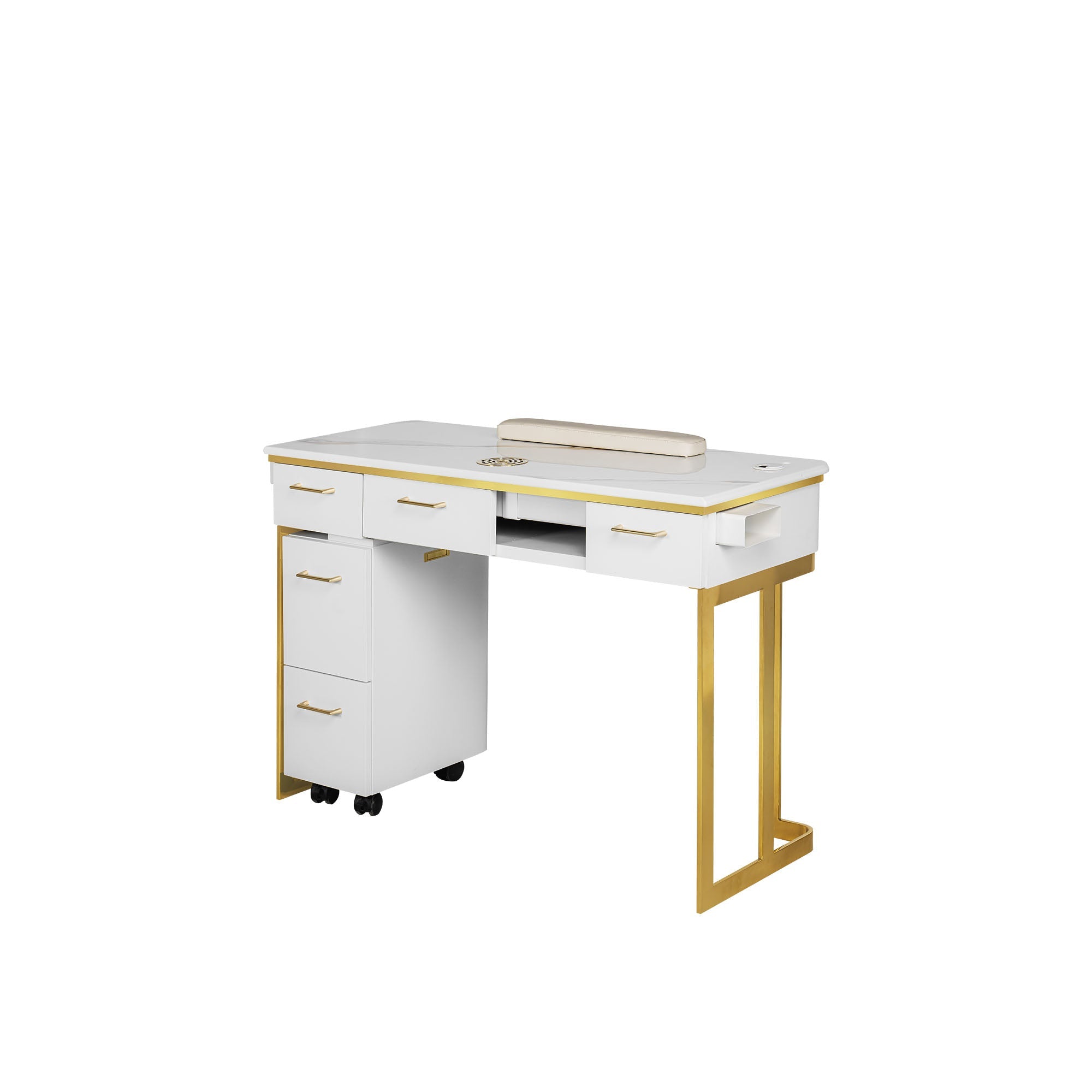 Luna Nail Table - w. Pipe - Include 1 Cabinet - New Star Salon Furniture
