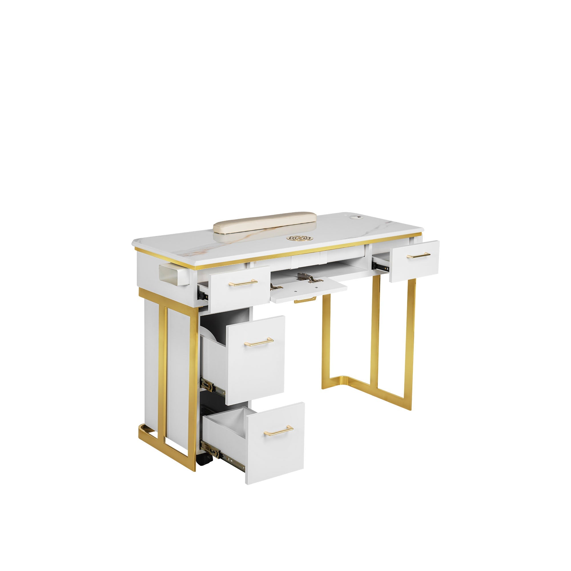 Luna Nail Table - w. Pipe - Include 1 Cabinet - New Star Salon Furniture