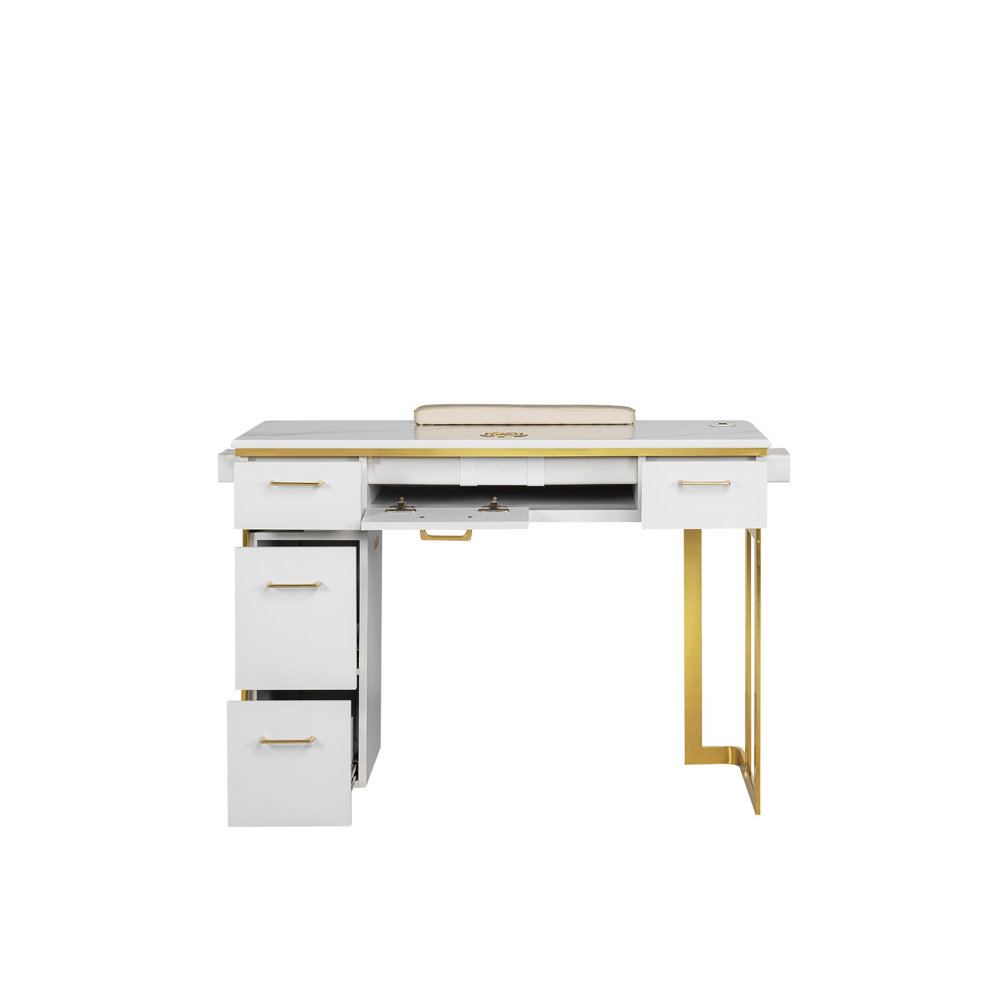 Luna Nail Table - w. Pipe - Include 1 Cabinet - New Star Salon Furniture