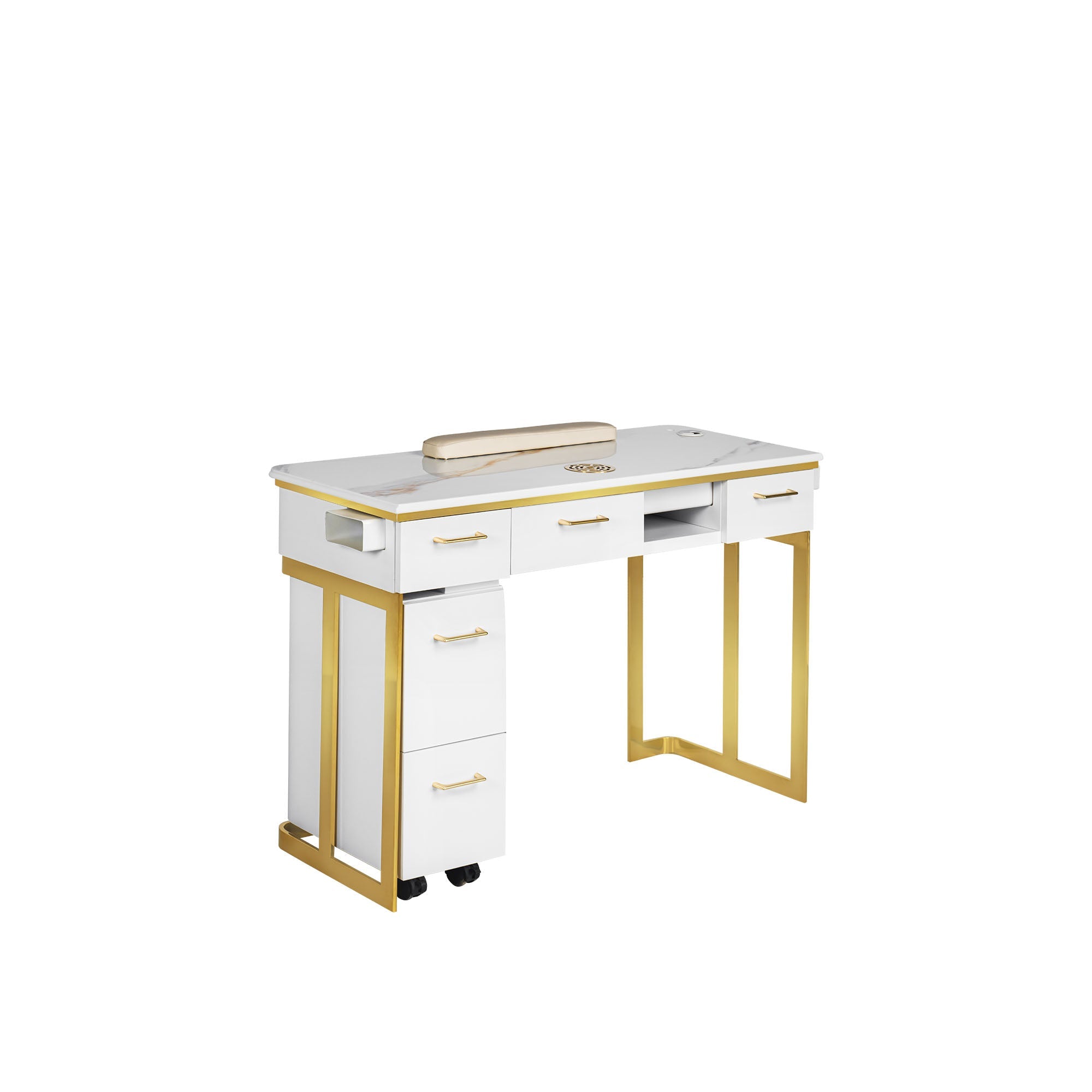 Luna Nail Table - w. Pipe - Include 1 Cabinet - New Star Salon Furniture
