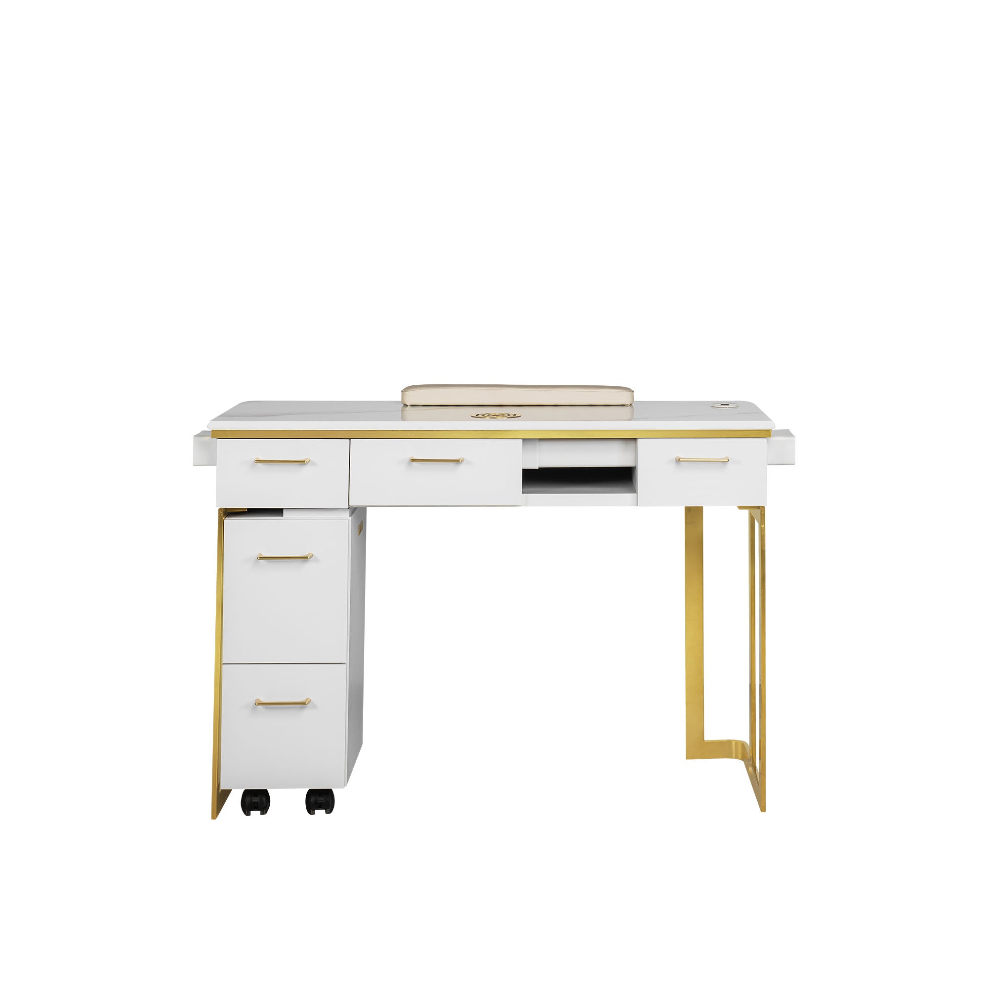 Luna Nail Table - w. Pipe - Include 1 Cabinet - New Star Salon Furniture