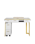 Luna Nail Table - w. Pipe - Include 1 Cabinet - New Star Salon Furniture