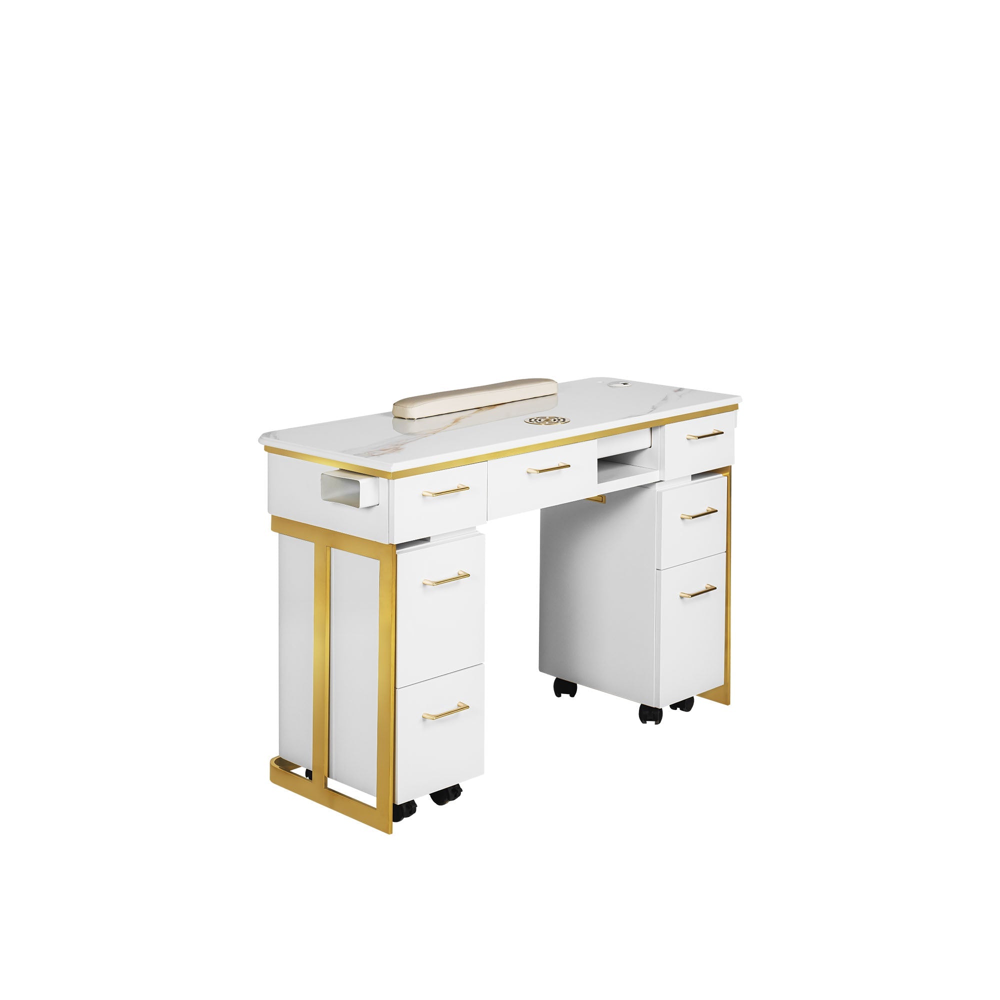 Luna Nail Table - w. Pipe - Include 2 Cabinet - New Star Salon Furniture