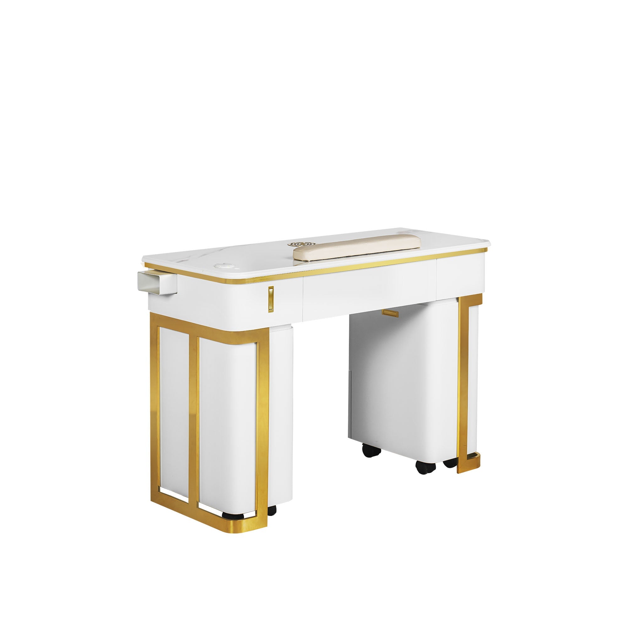 Luna Nail Table - w. Pipe - Include 2 Cabinet - New Star Salon Furniture