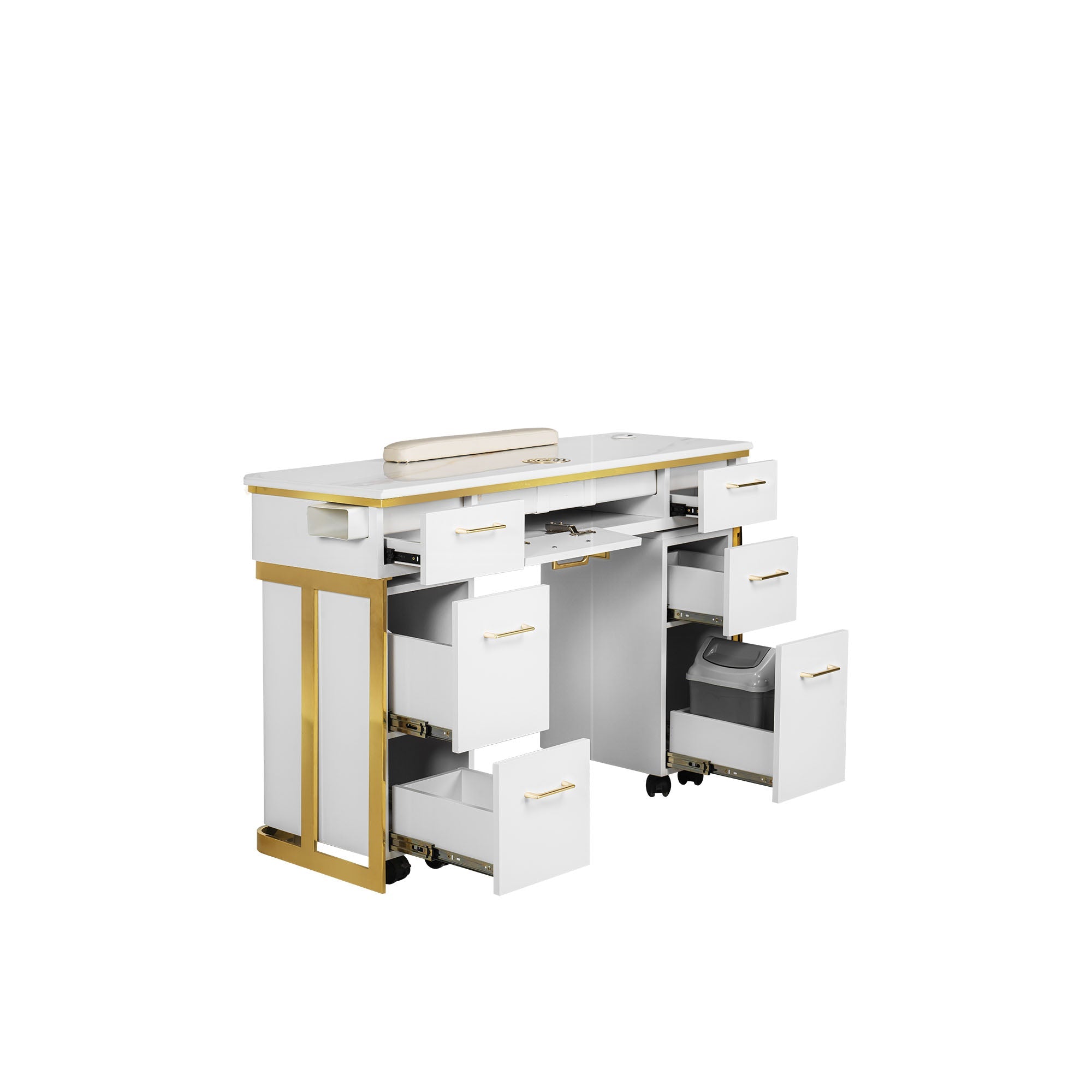 Luna Nail Table - w. Pipe - Include 2 Cabinet - New Star Salon Furniture