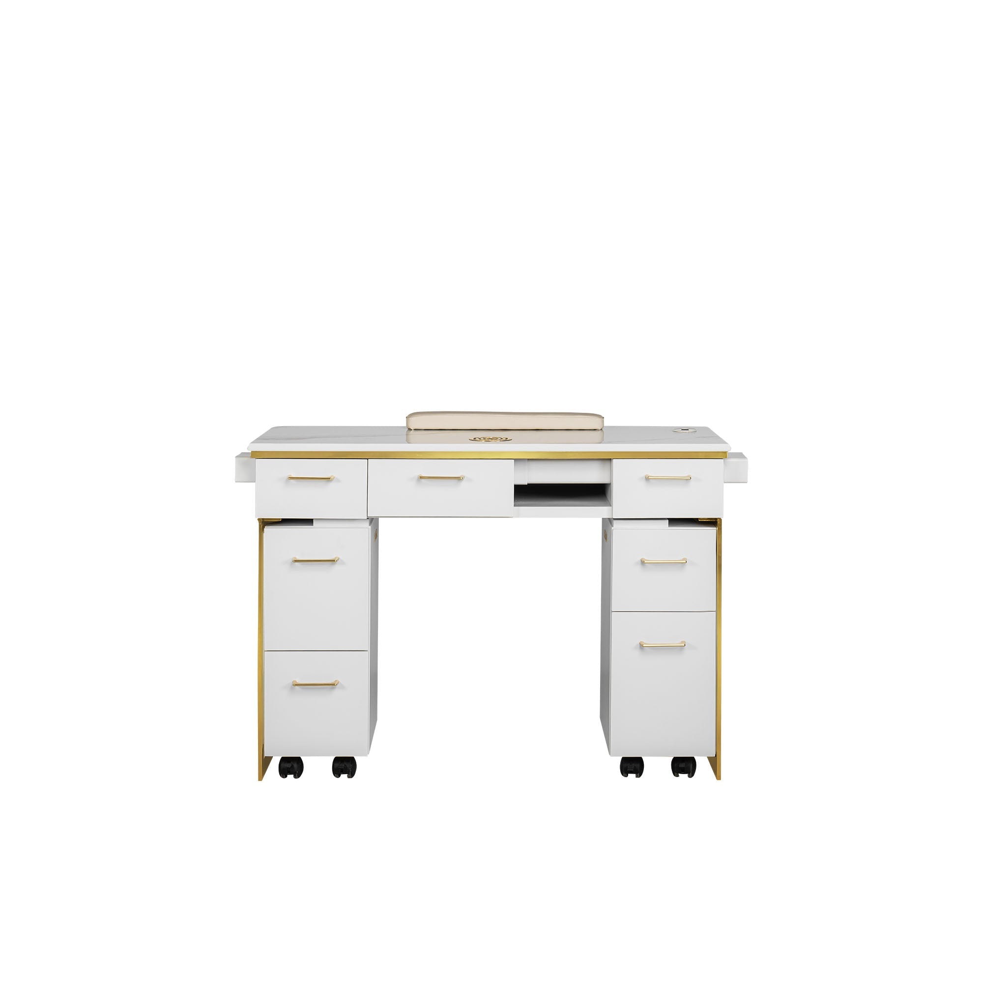 Luna Nail Table - w. Pipe - Include 2 Cabinet - New Star Salon Furniture