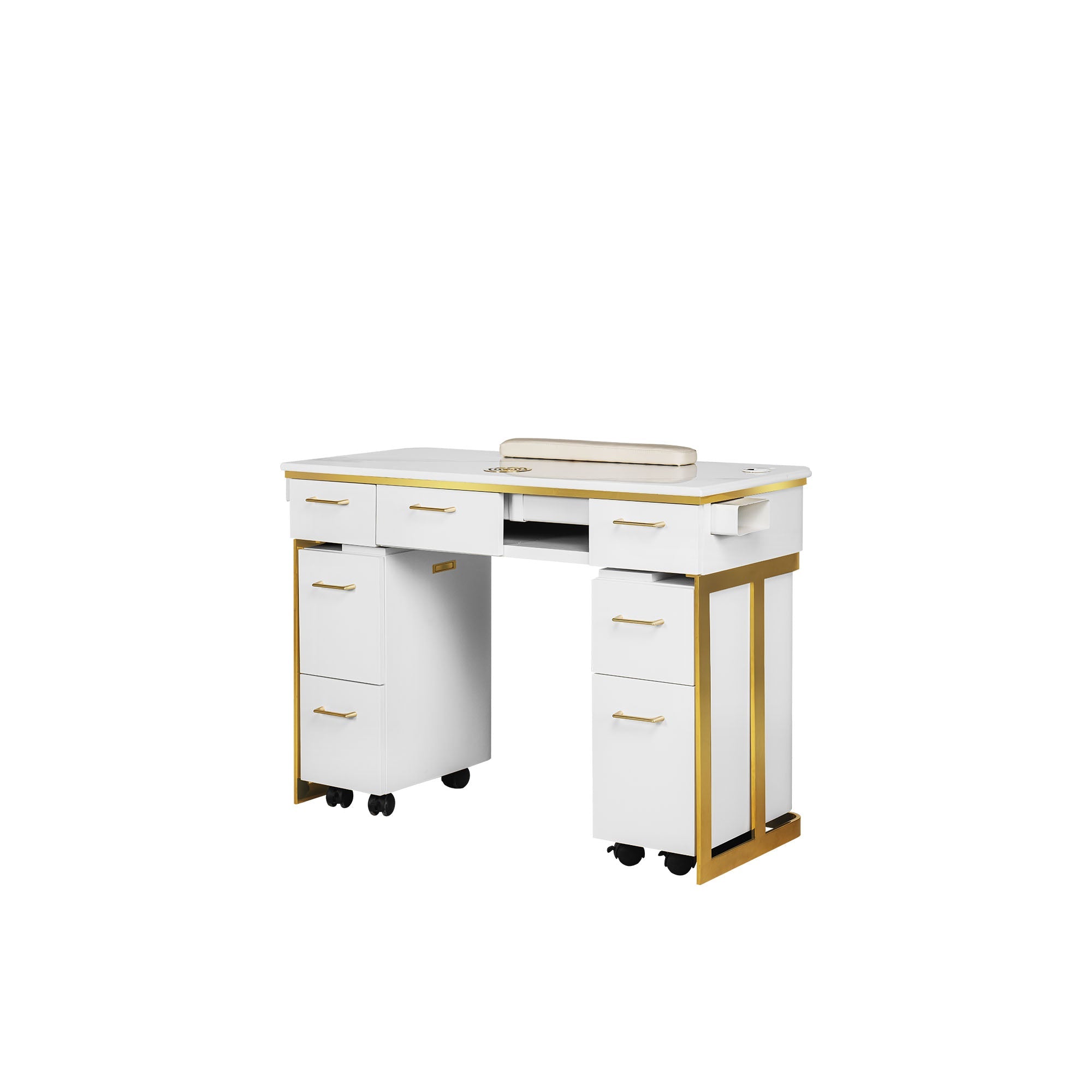 Luna Nail Table - w. Pipe - Include 2 Cabinet - New Star Salon Furniture