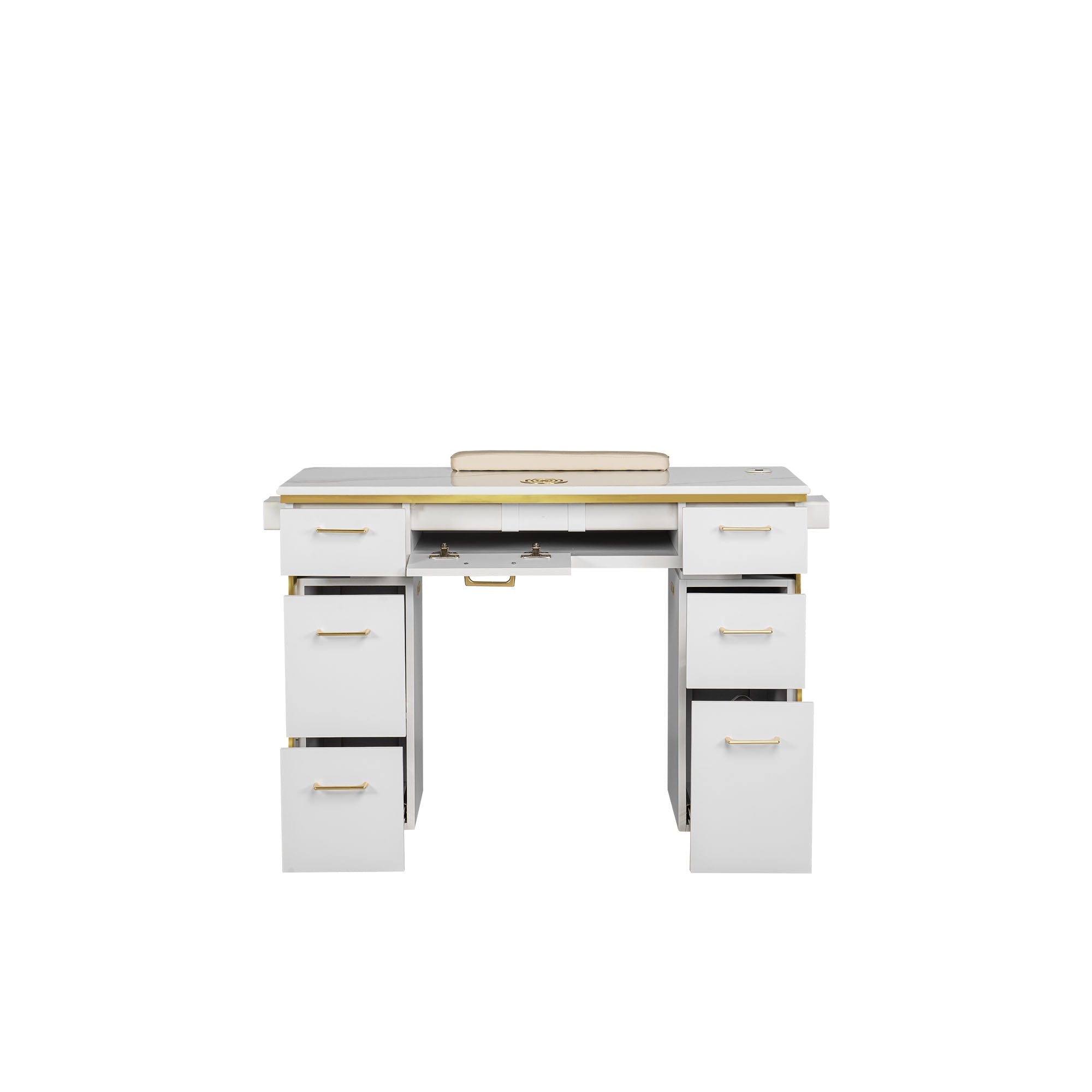 Luna Nail Table - w. Pipe - Include 2 Cabinet - New Star Salon Furniture