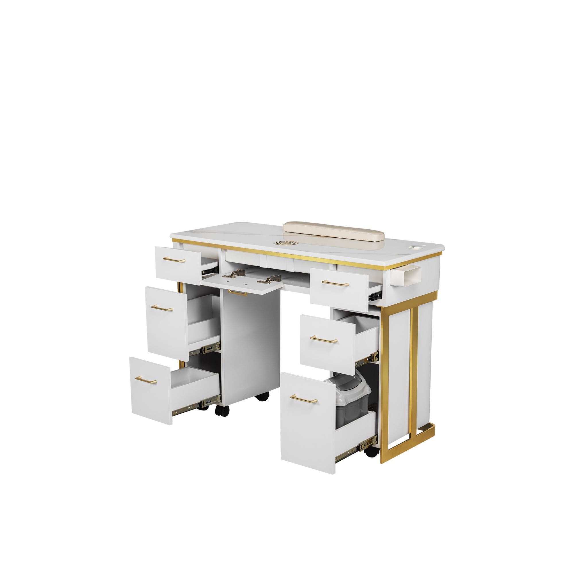 Luna Nail Table - w. Pipe - Include 2 Cabinet - New Star Salon Furniture