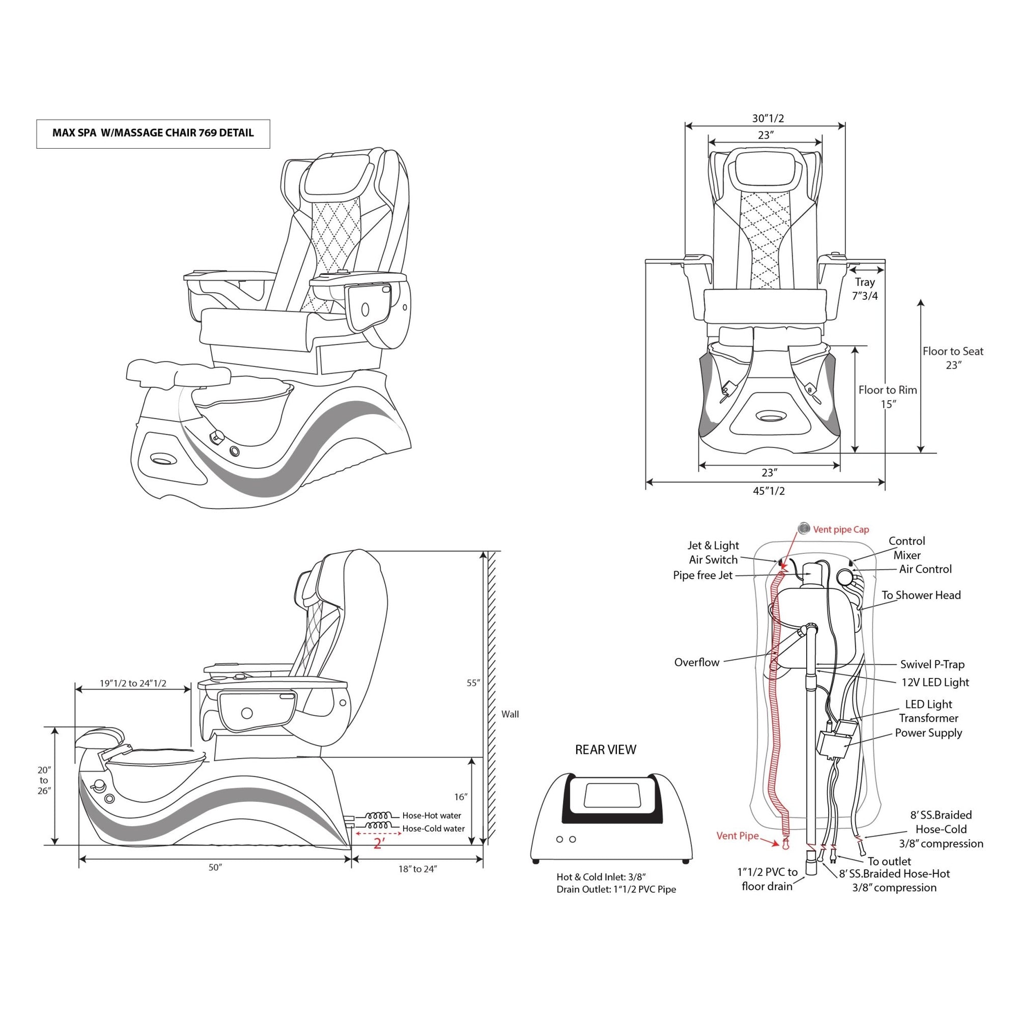Max Spa - White Tub - New Star Salon Furniture