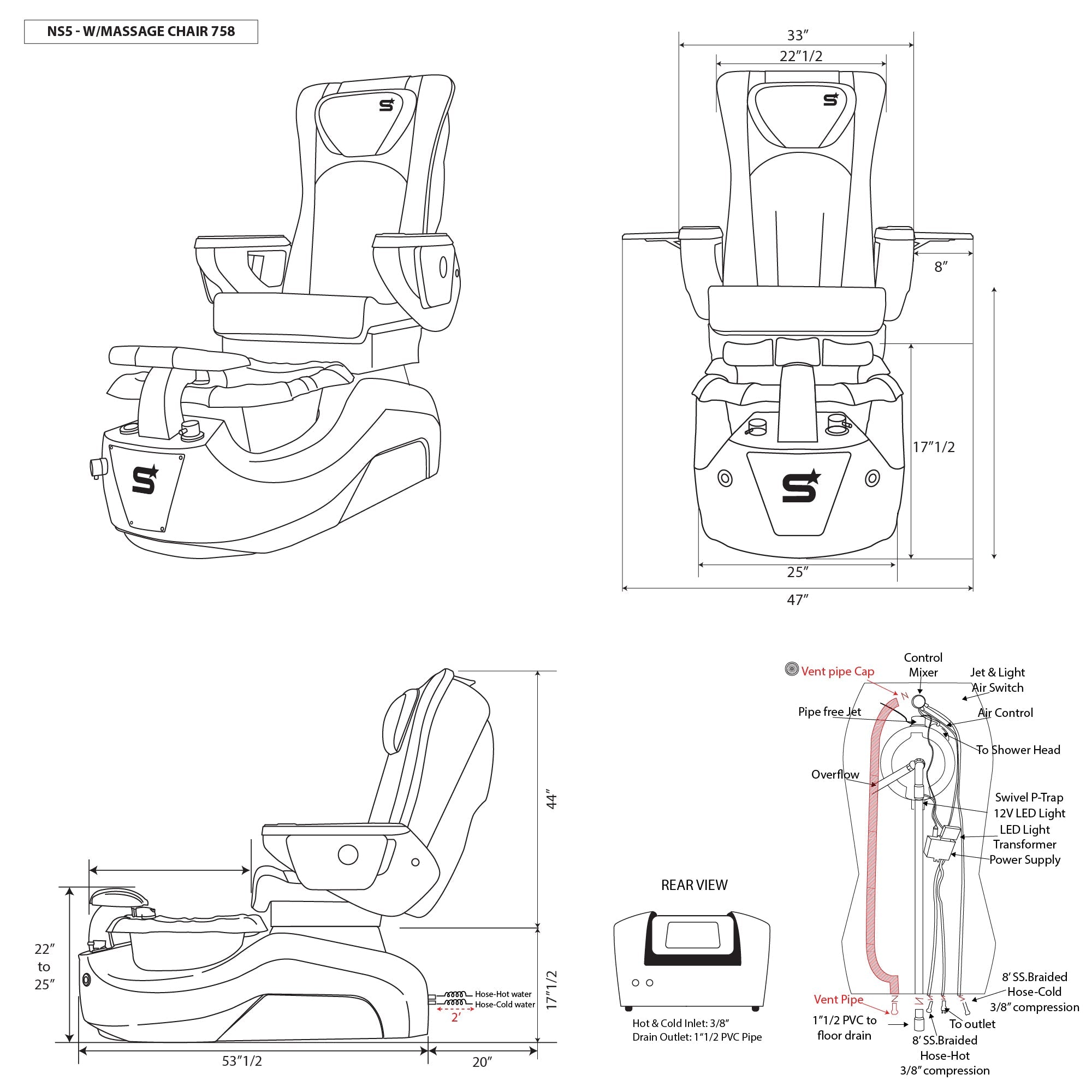 NS5 - Silver Tub - New Star Salon Furniture