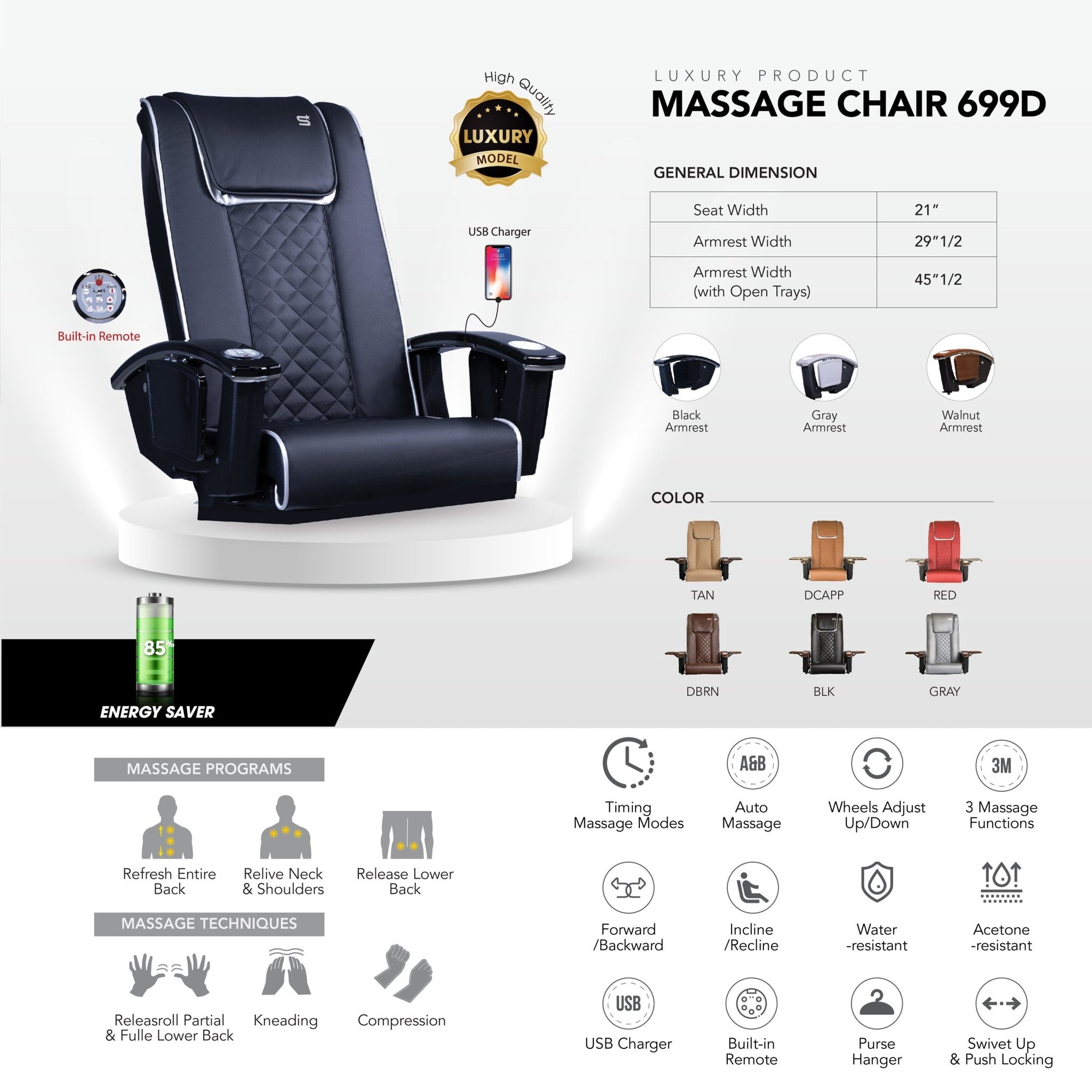 Pedicure Massage Chair 699D - New Star Salon Furniture